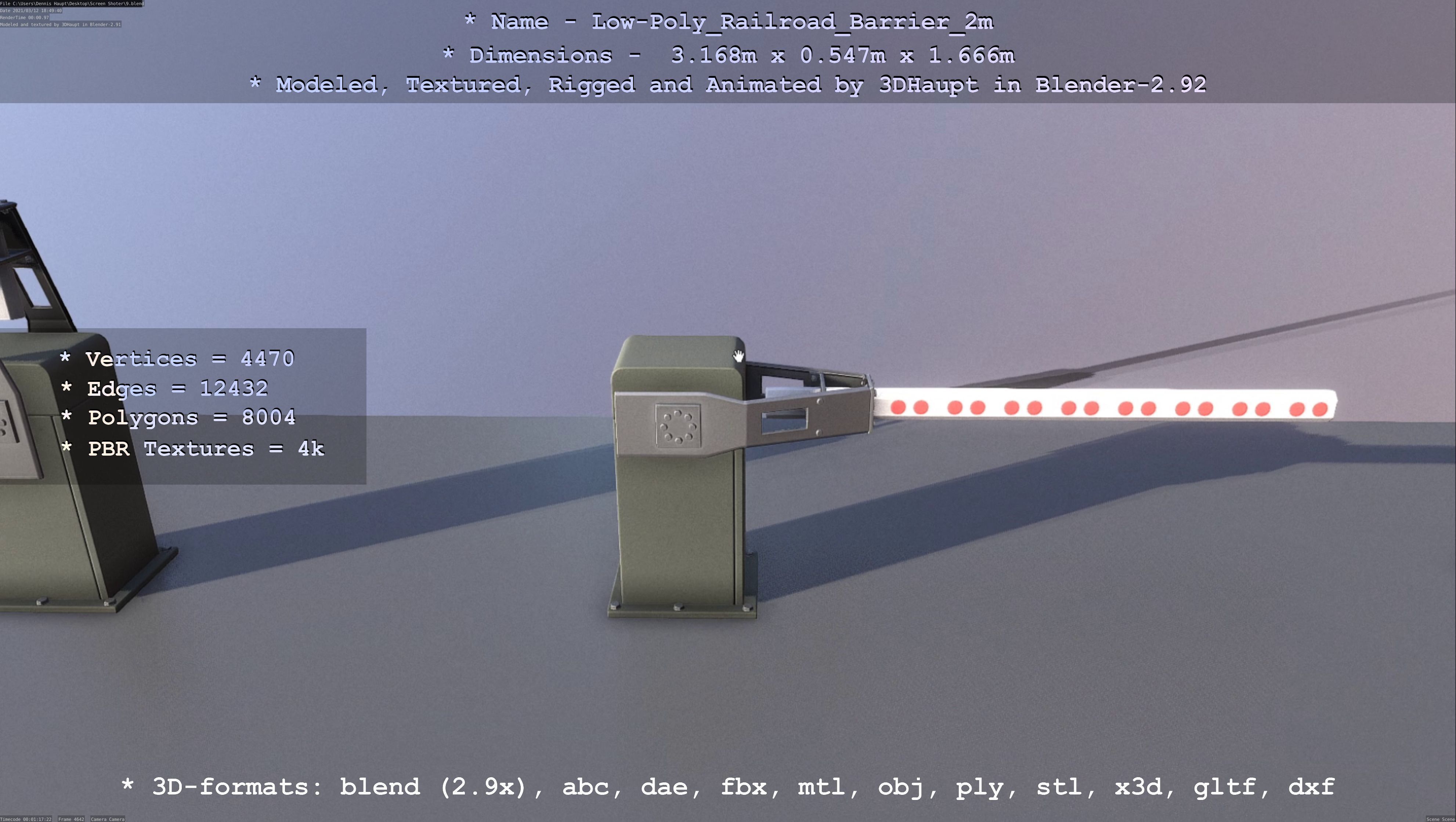 Low-Poly Railroad Barrier 2m Low-poly 3D model_97