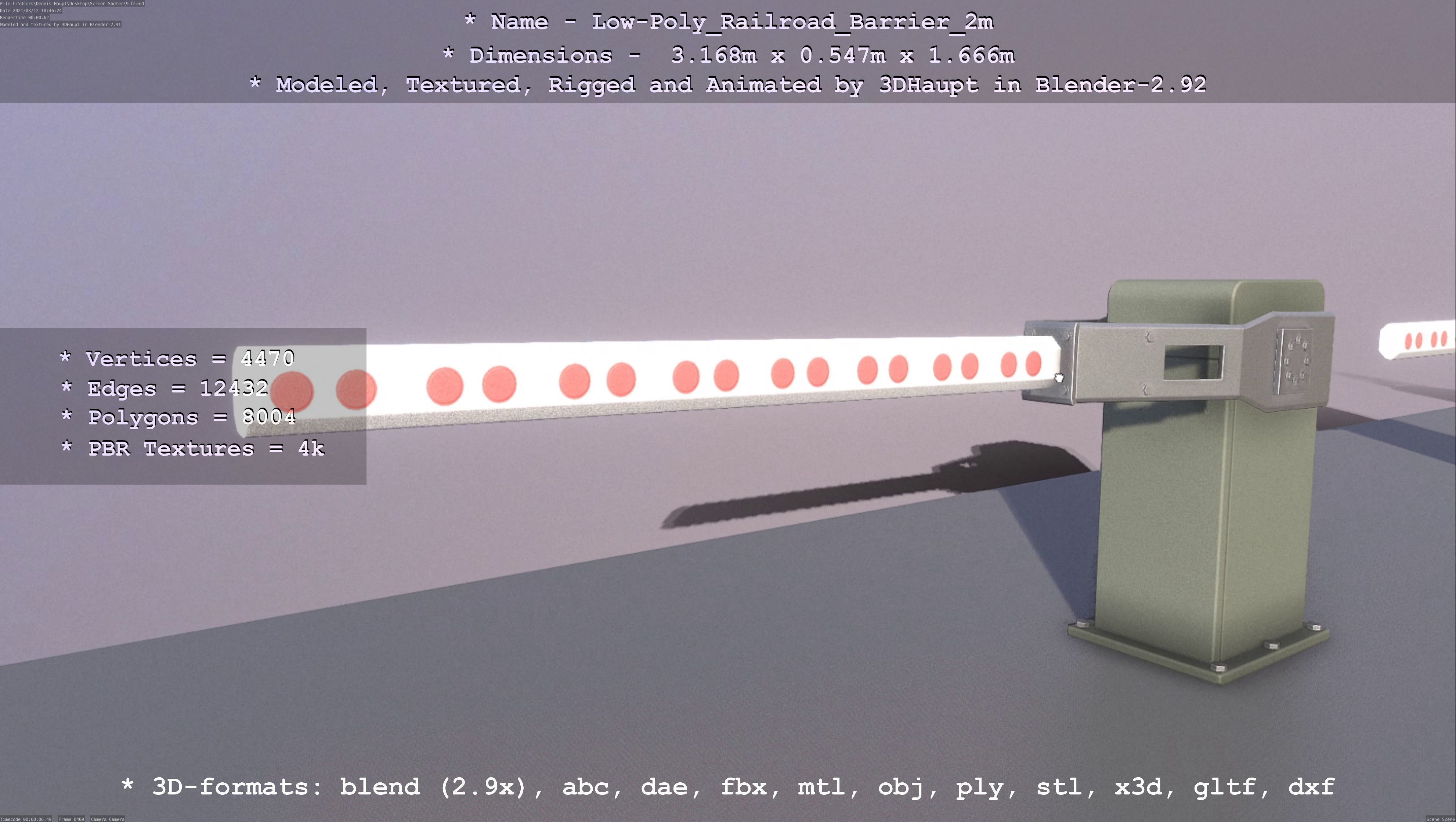 Low-Poly Railroad Barrier 2m Low-poly 3D model_15