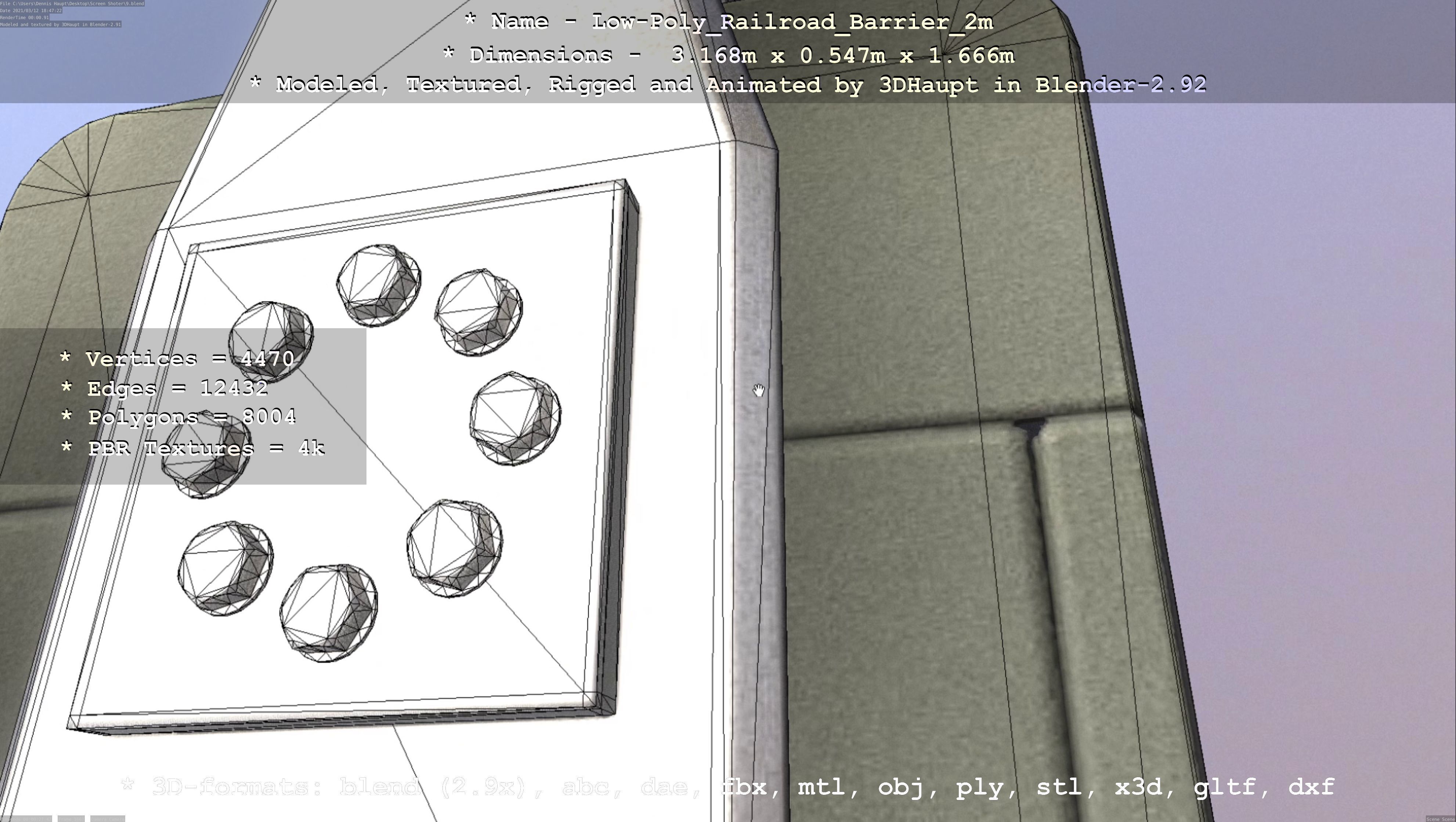 Low-Poly Railroad Barrier 2m Low-poly 3D model_75