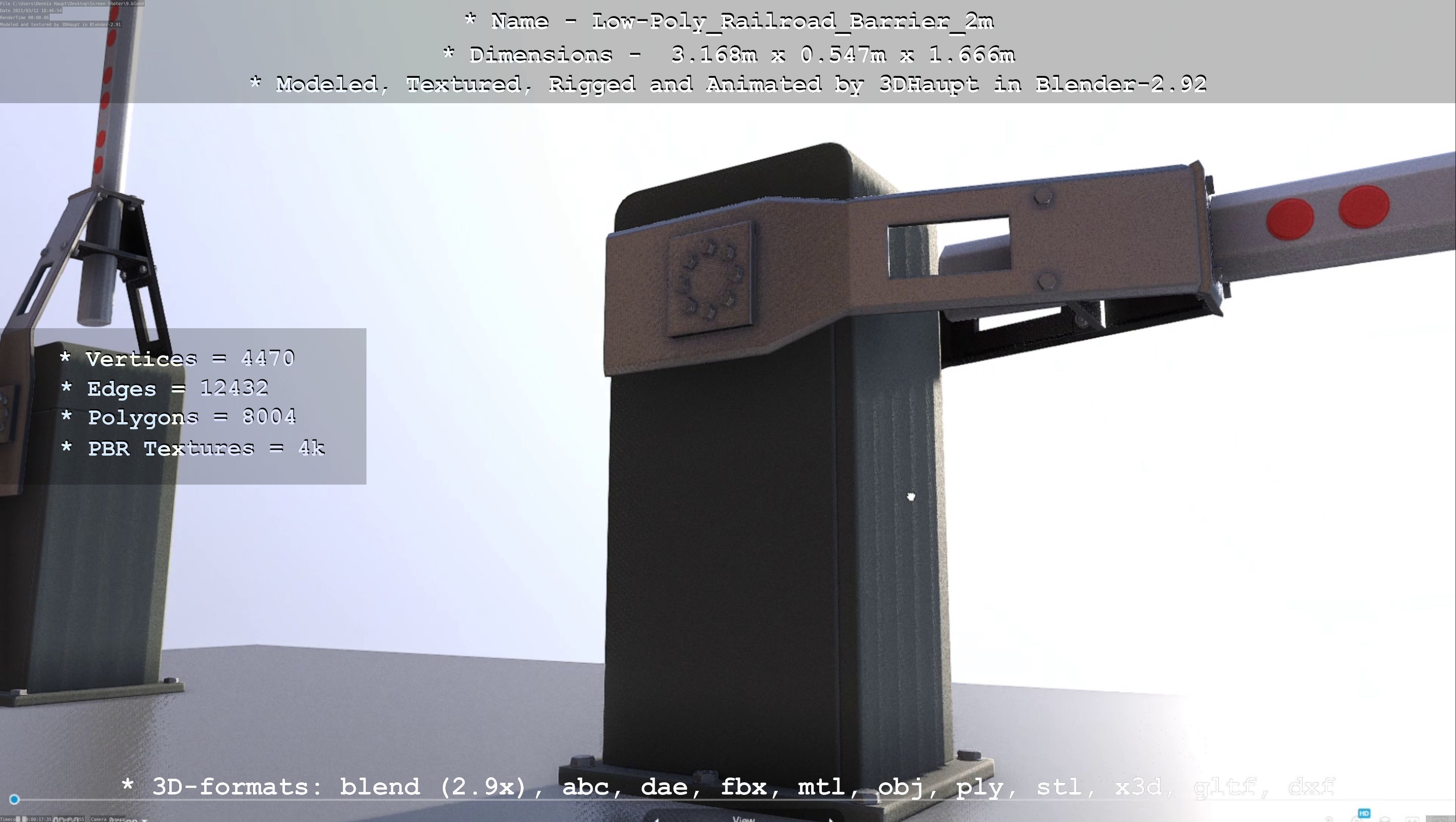 Low-Poly Railroad Barrier 2m Low-poly 3D model_61