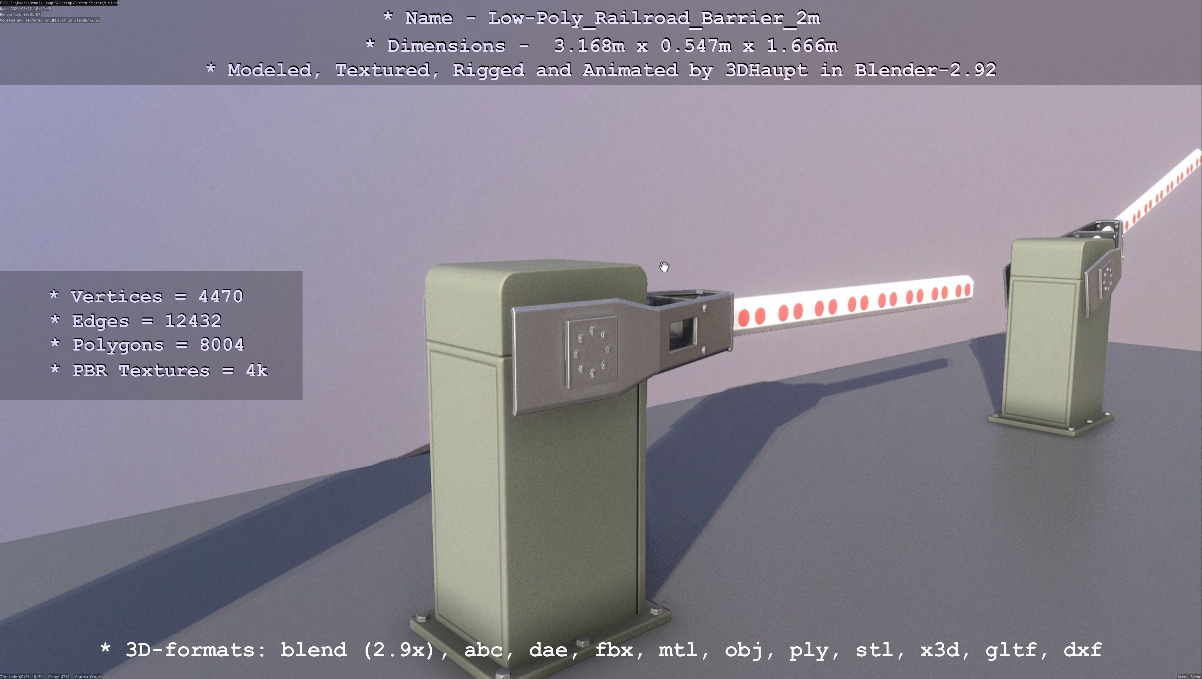 Low-Poly Railroad Barrier 2m Low-poly 3D model_104