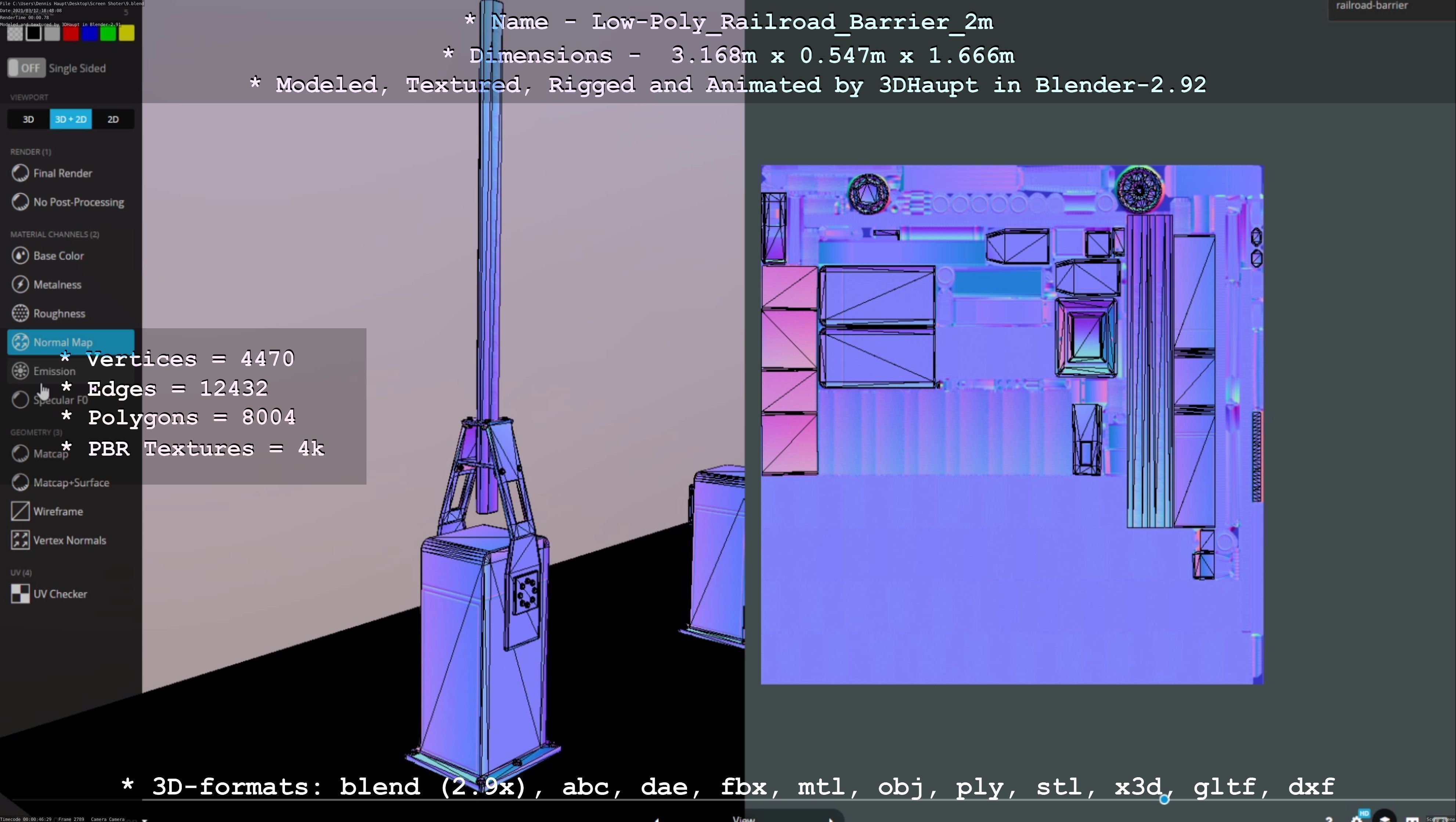 Low-Poly Railroad Barrier 2m Low-poly 3D model_5