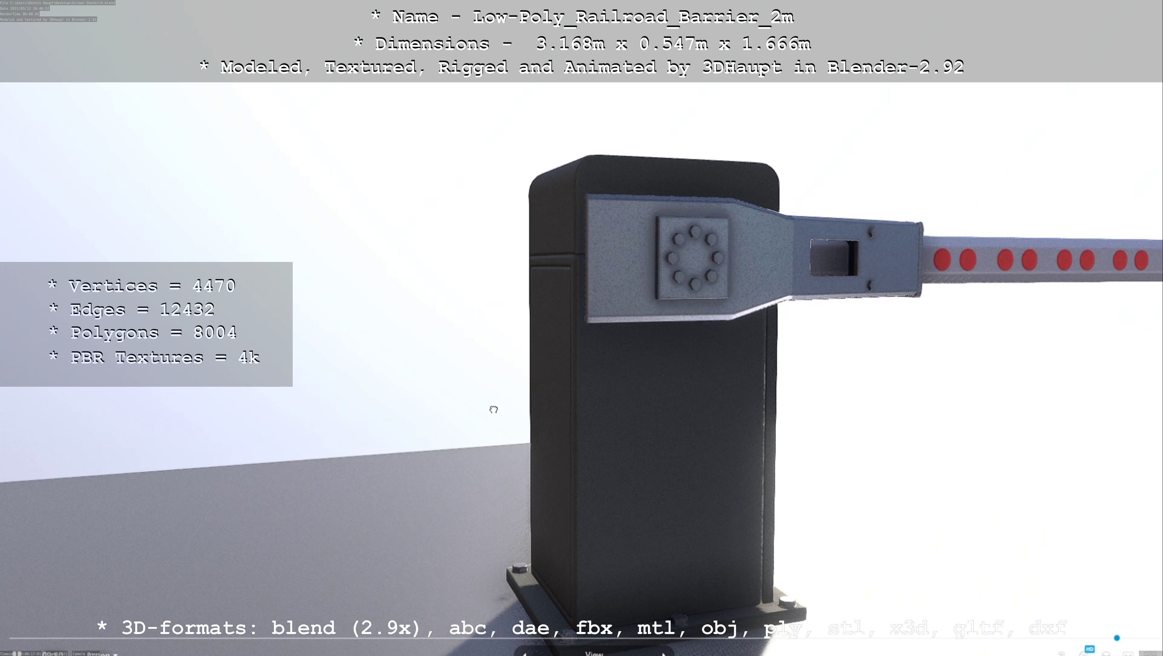 Low-Poly Railroad Barrier 2m Low-poly 3D model_52