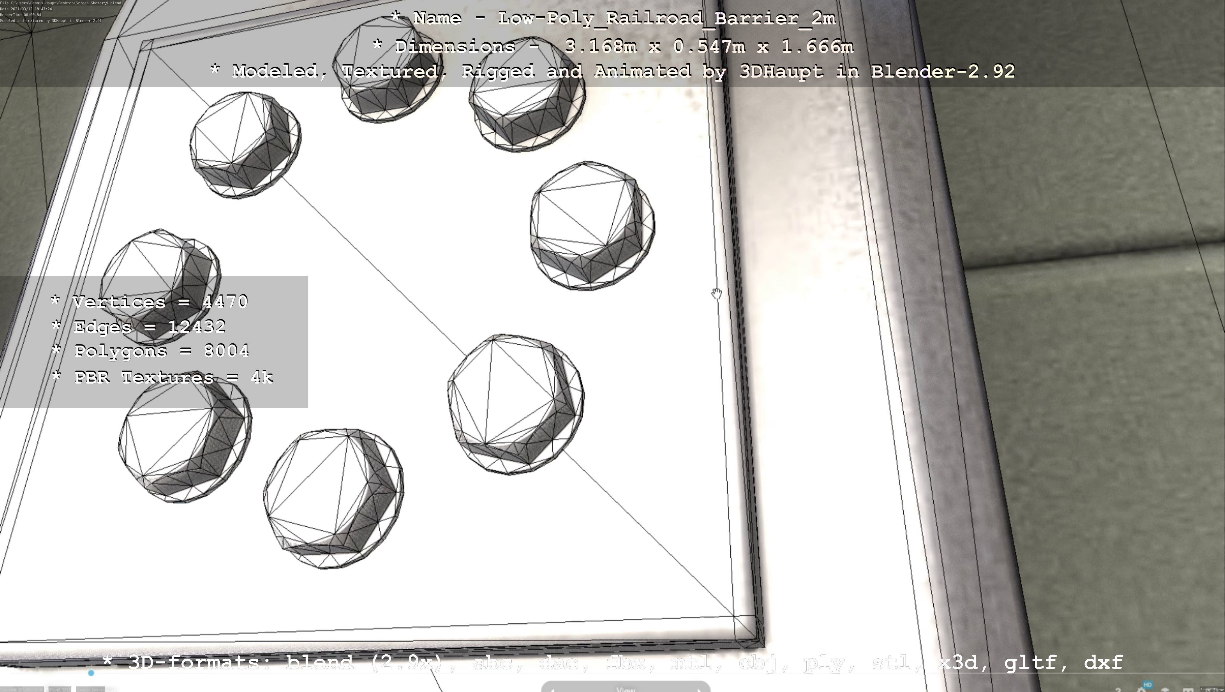 Low-Poly Railroad Barrier 2m Low-poly 3D model_77