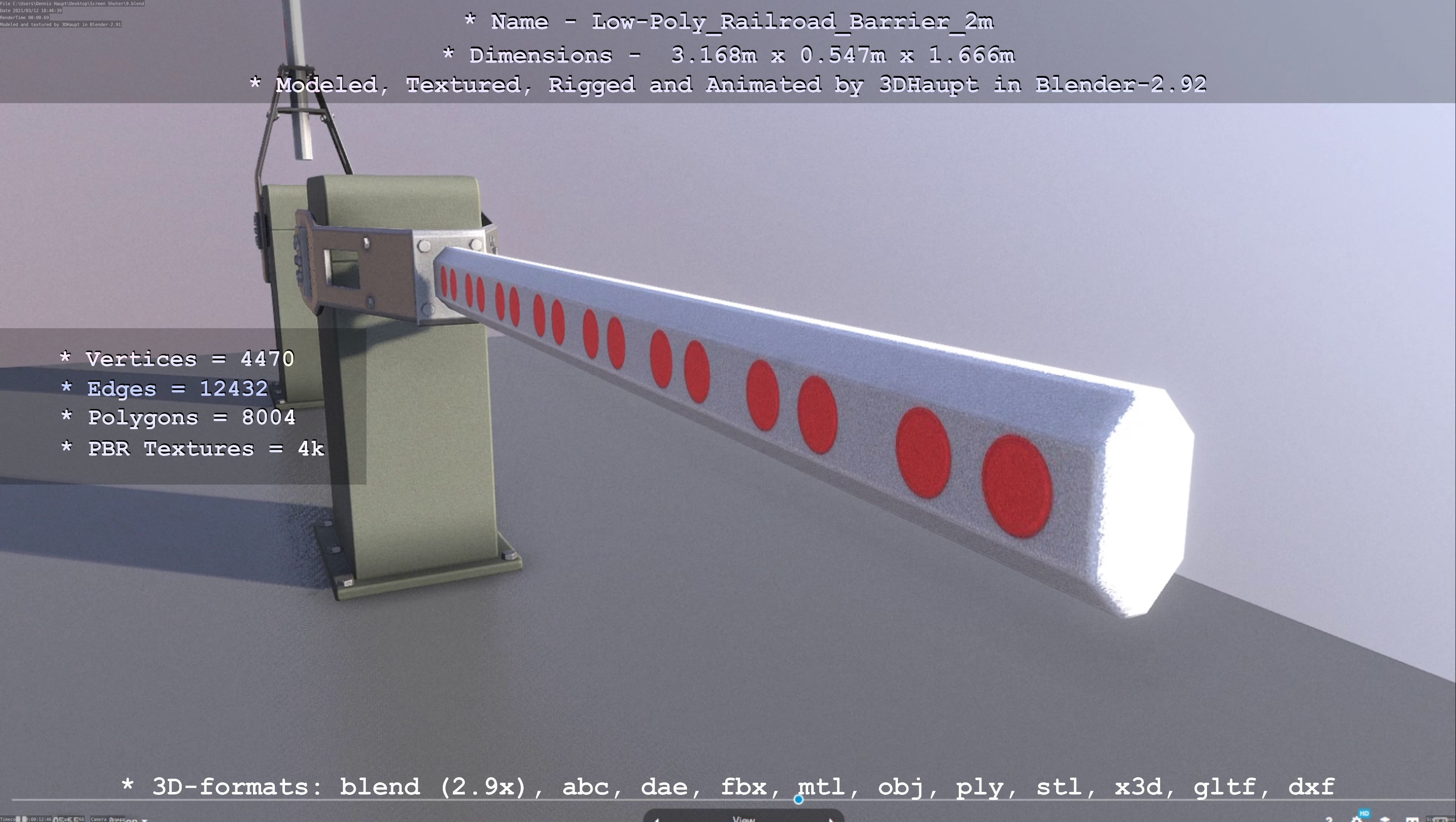 Low-Poly Railroad Barrier 2m Low-poly 3D model_48