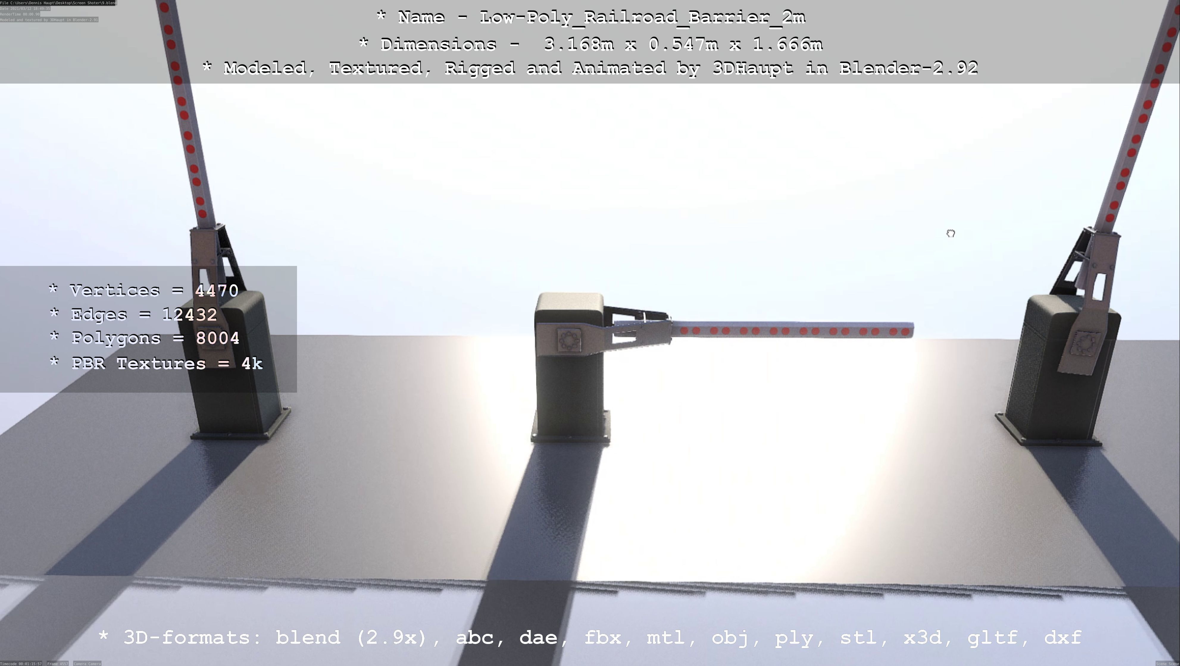 Low-Poly Railroad Barrier 2m Low-poly 3D model_89