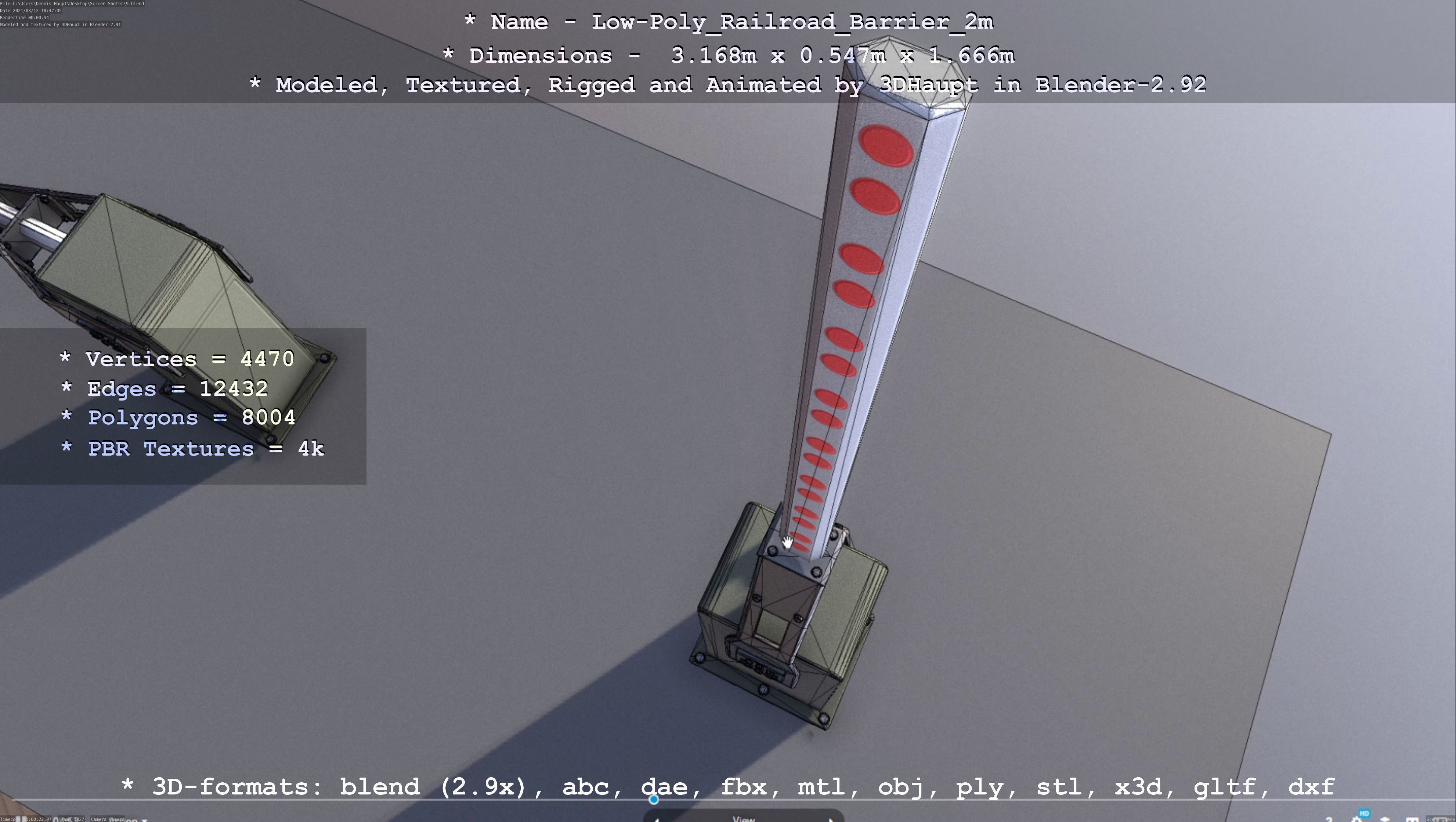 Low-Poly Railroad Barrier 2m Low-poly 3D model_67