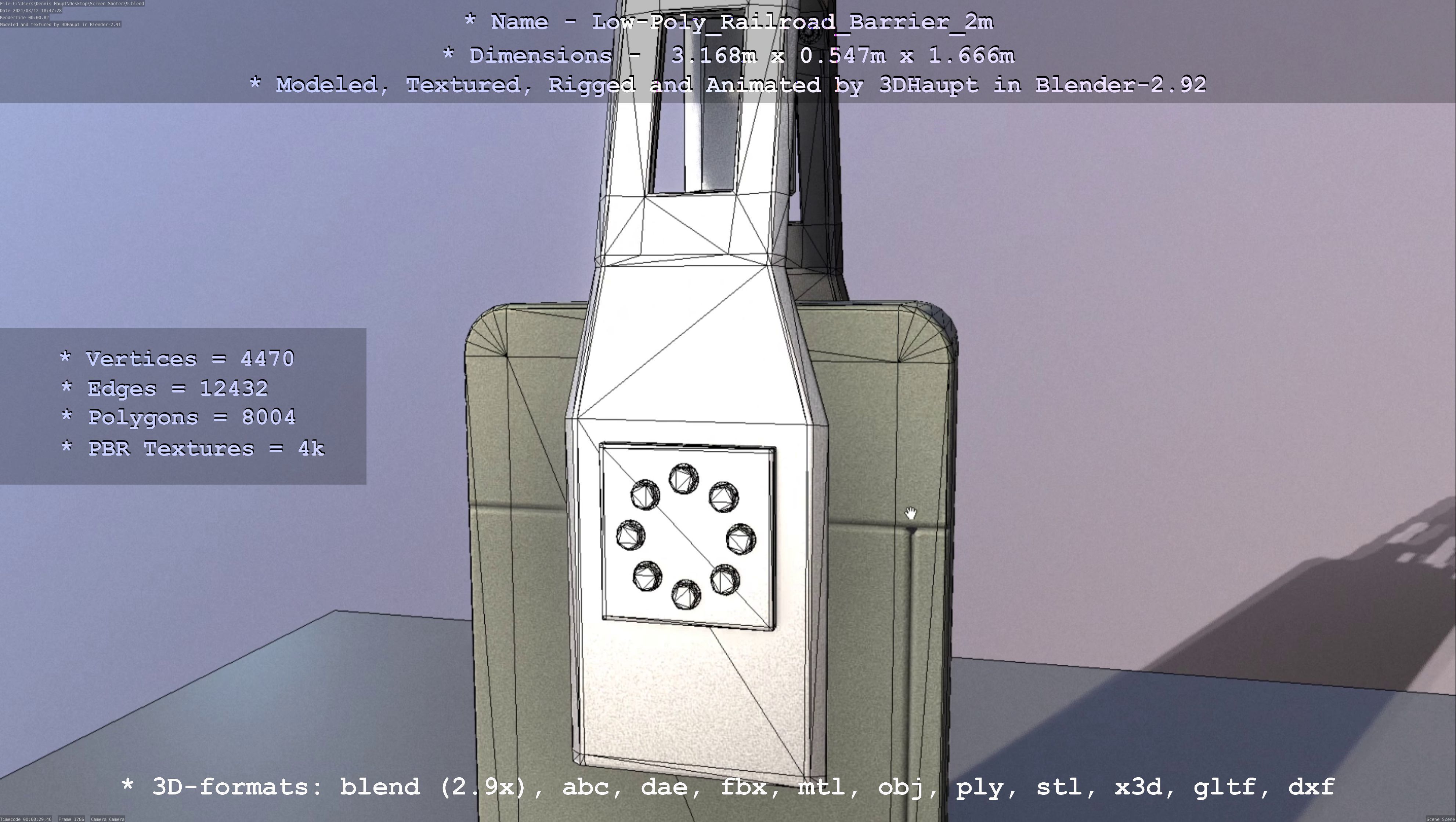 Low-Poly Railroad Barrier 2m Low-poly 3D model_83