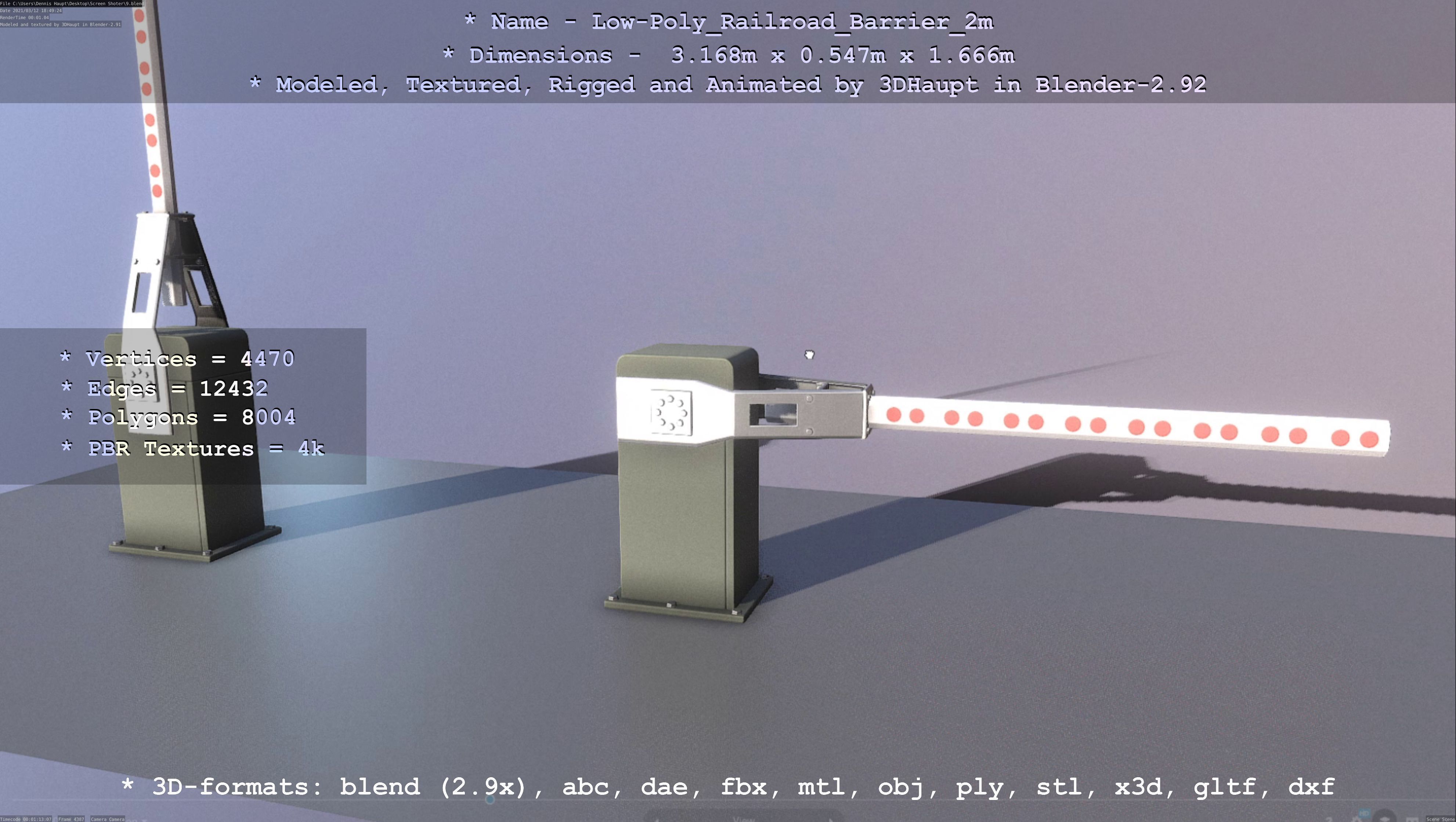 Low-Poly Railroad Barrier 2m Low-poly 3D model_85