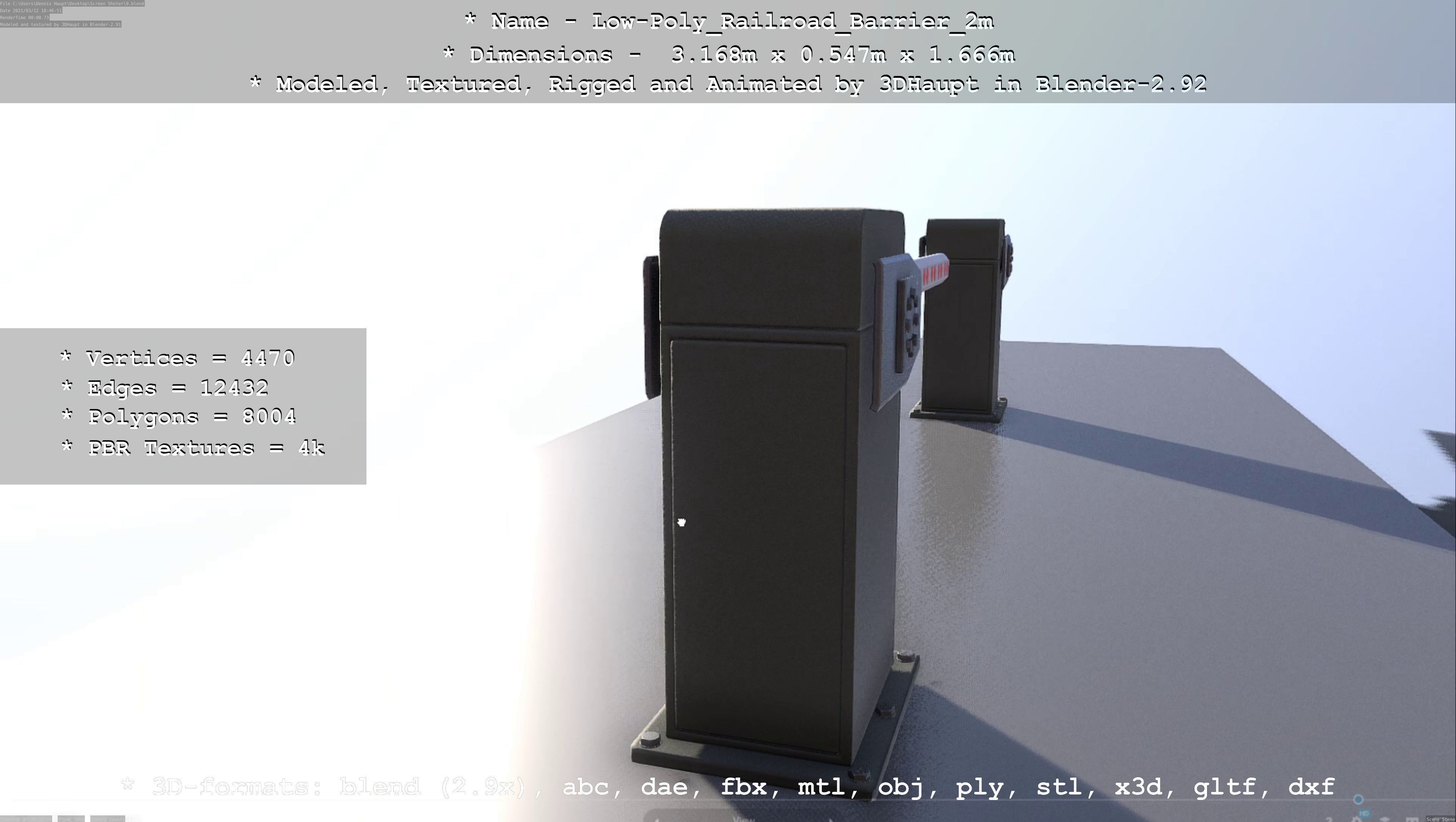 Low-Poly Railroad Barrier 2m Low-poly 3D model_54