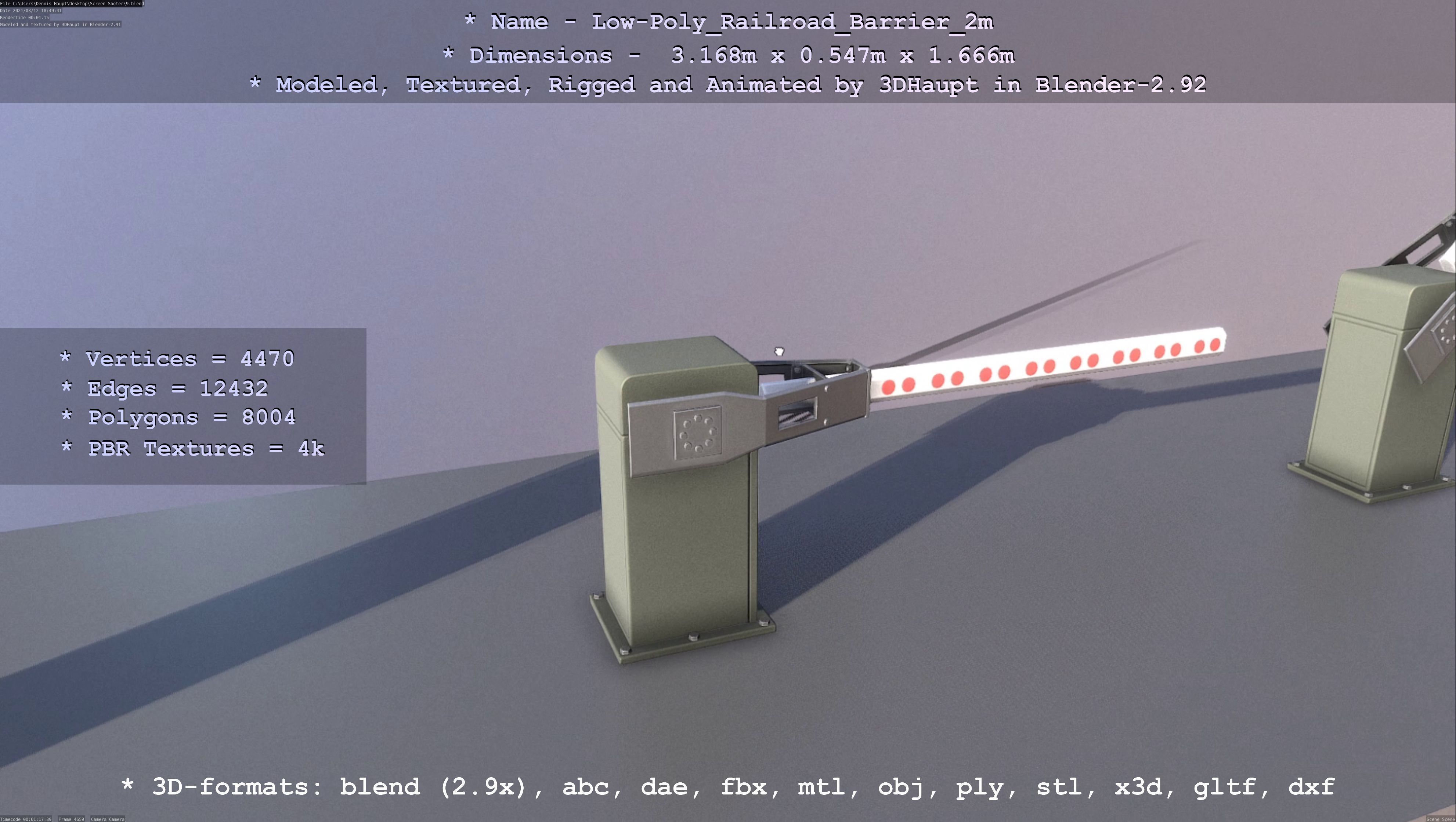 Low-Poly Railroad Barrier 2m Low-poly 3D model_95