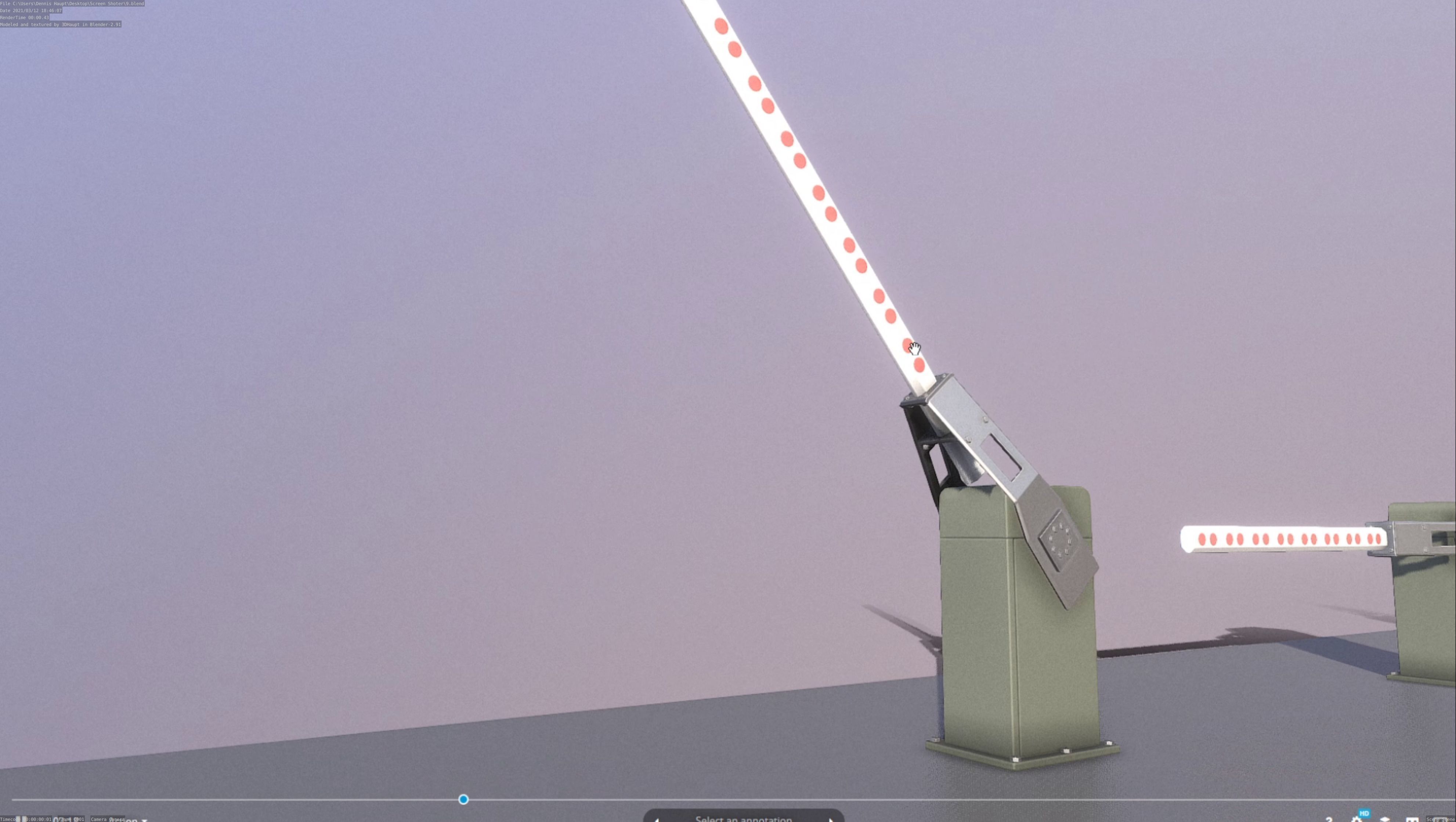 Low-Poly Railroad Barrier 2m Low-poly 3D model_105