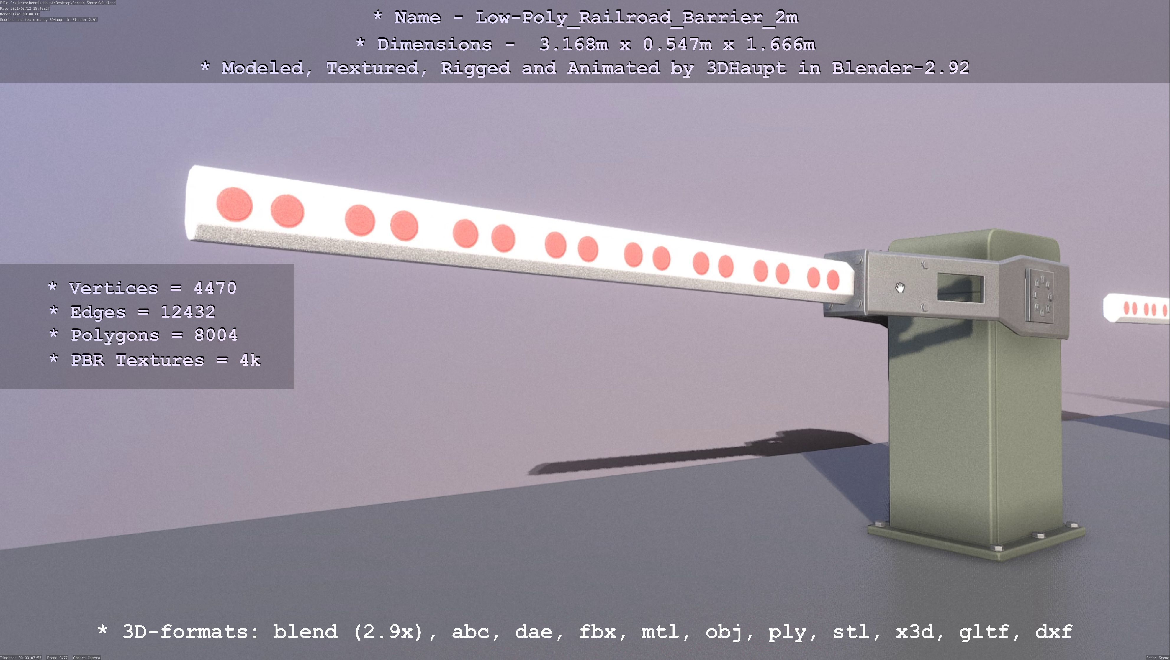 Low-Poly Railroad Barrier 2m Low-poly 3D model_38