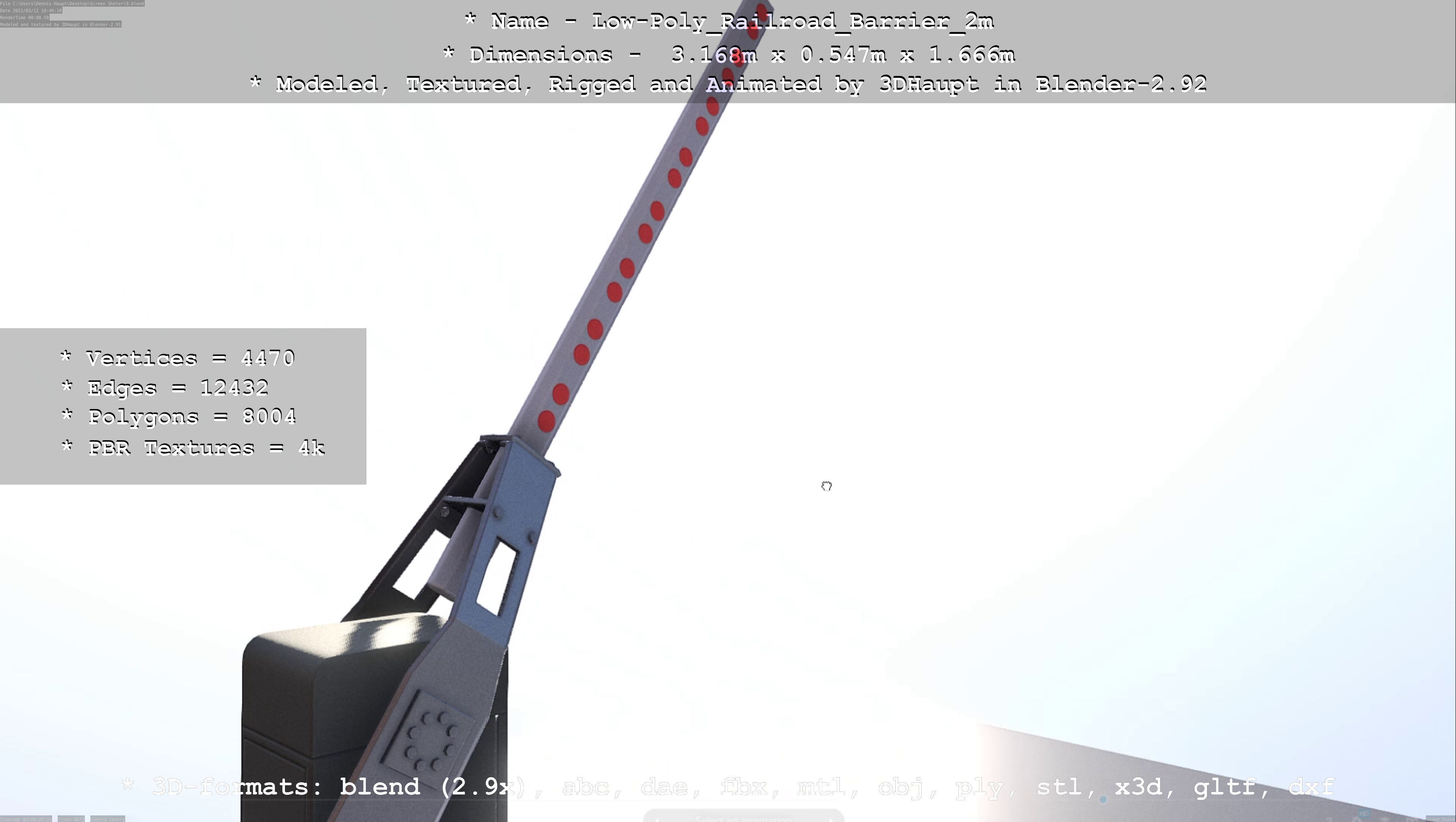 Low-Poly Railroad Barrier 2m Low-poly 3D model_18