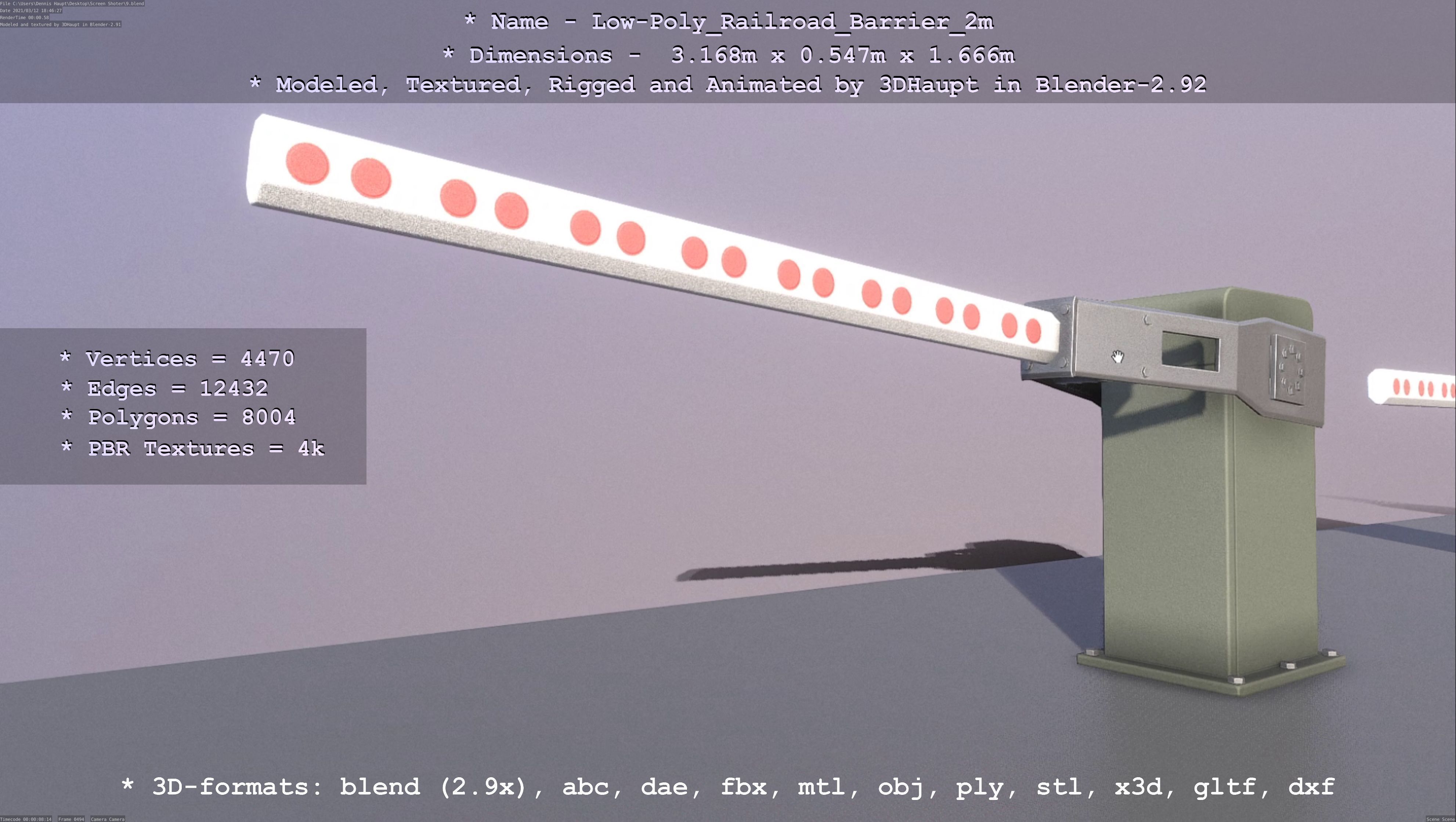 Low-Poly Railroad Barrier 2m Low-poly 3D model_41