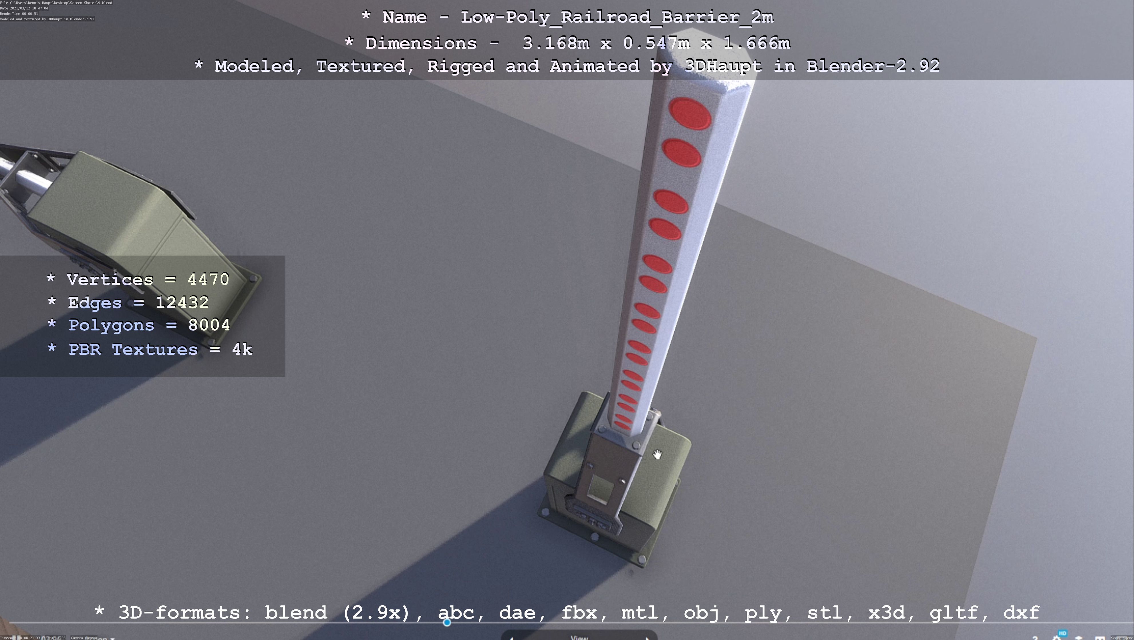 Low-Poly Railroad Barrier 2m Low-poly 3D model_63