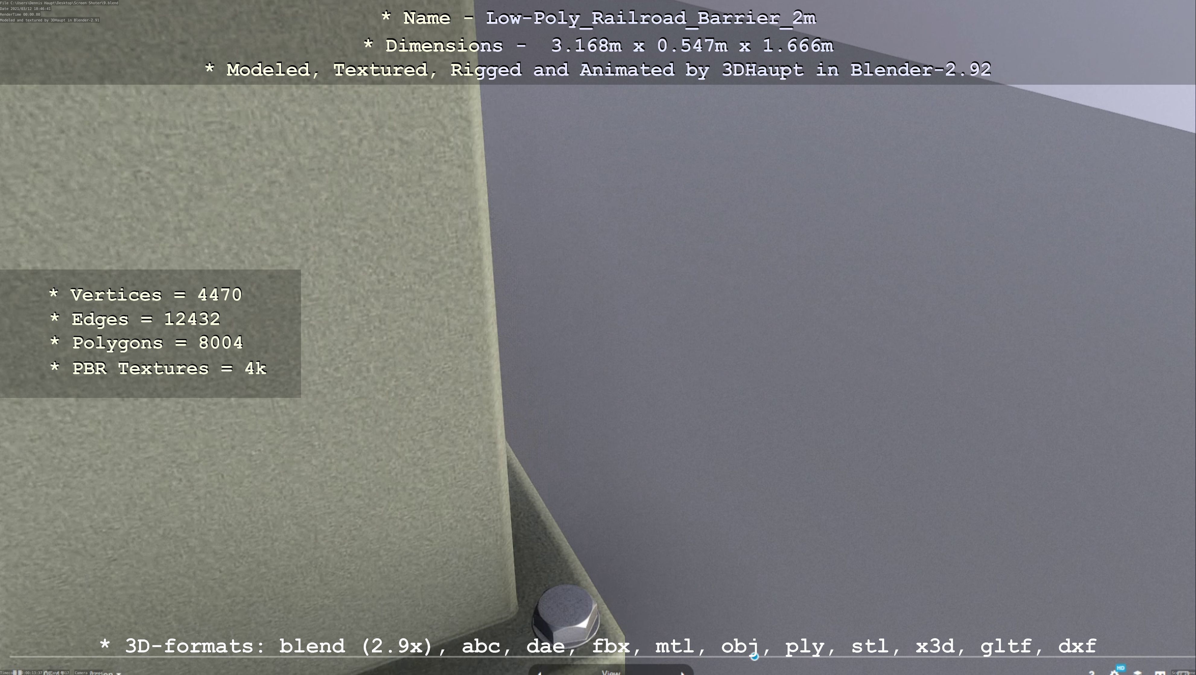 Low-Poly Railroad Barrier 2m Low-poly 3D model_49