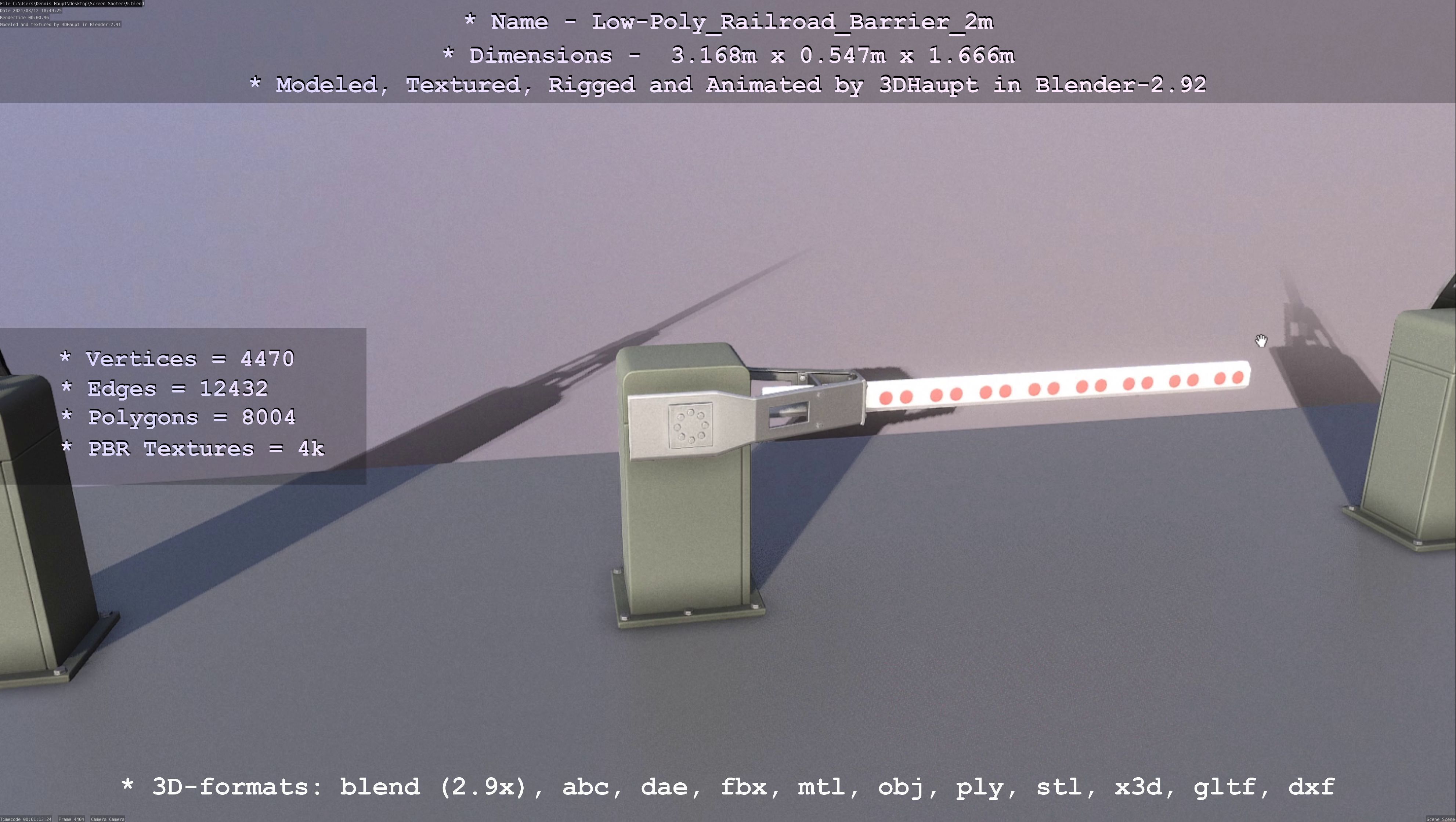 Low-Poly Railroad Barrier 2m Low-poly 3D model_91