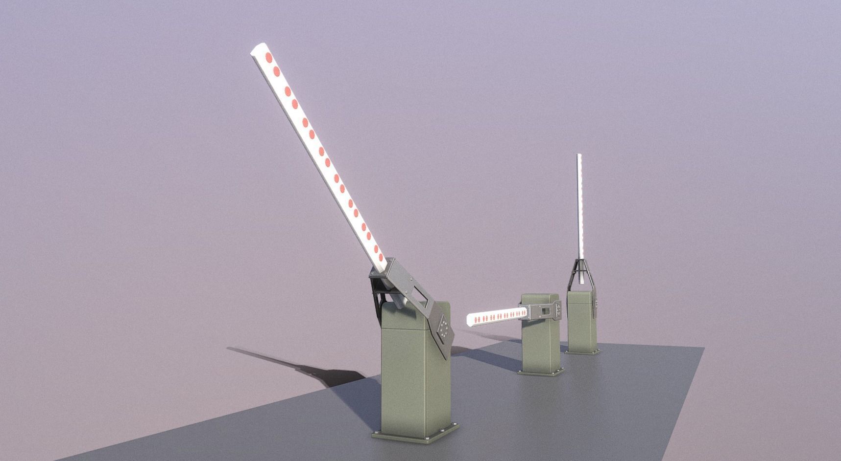 Low-Poly Railroad Barrier 2m Low-poly 3D model_2