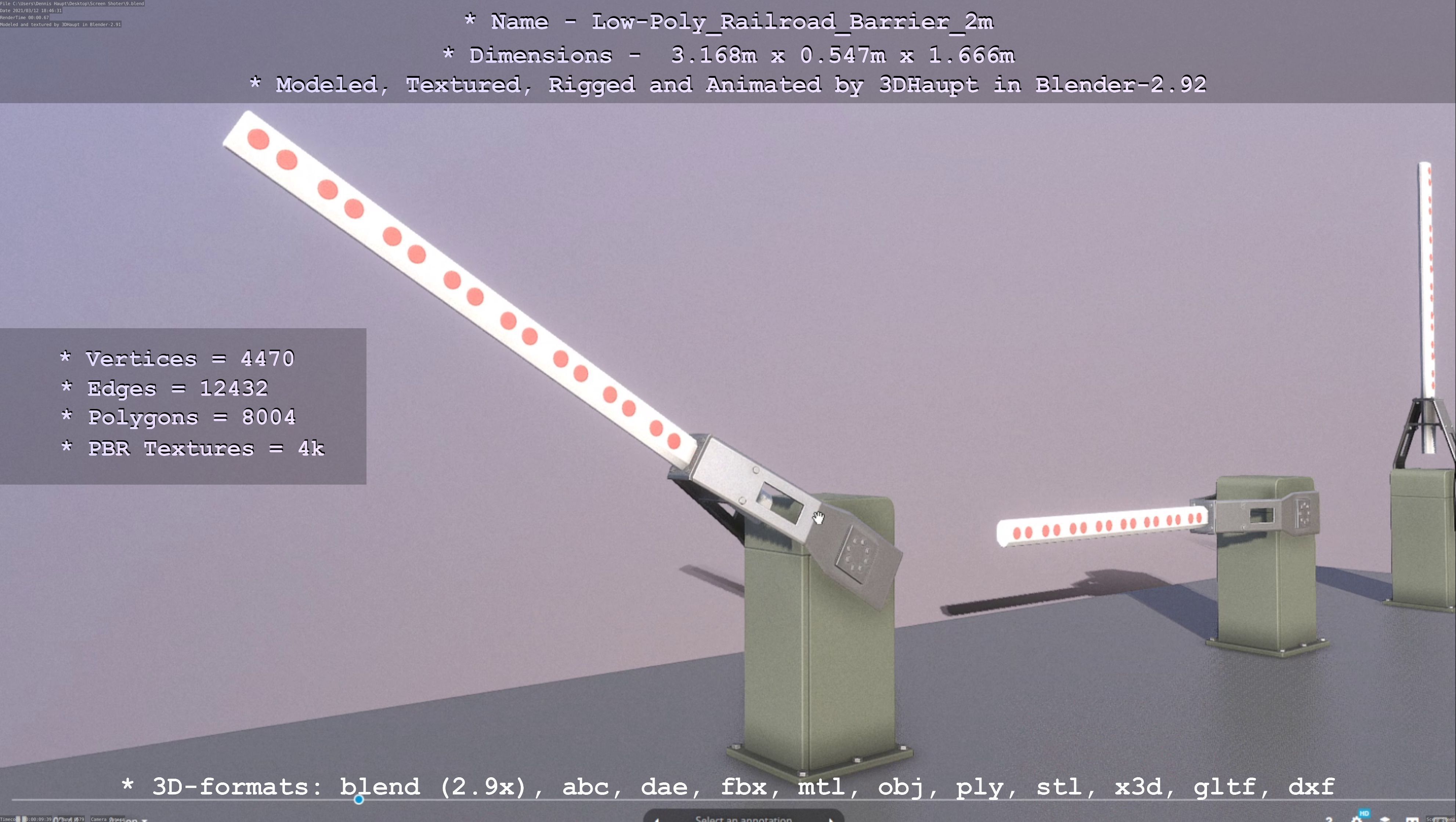 Low-Poly Railroad Barrier 2m Low-poly 3D model_47