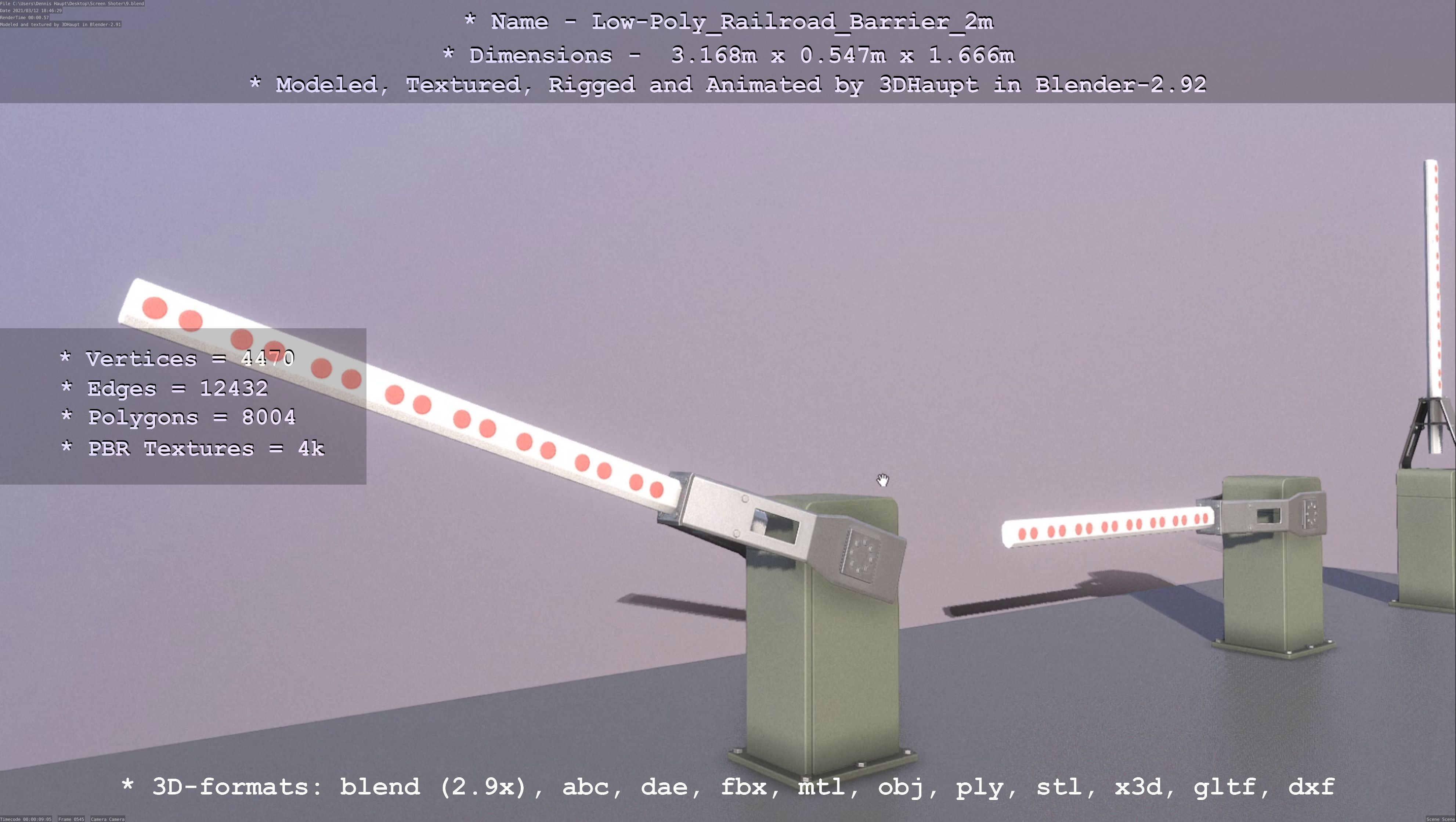 Low-Poly Railroad Barrier 2m Low-poly 3D model_45