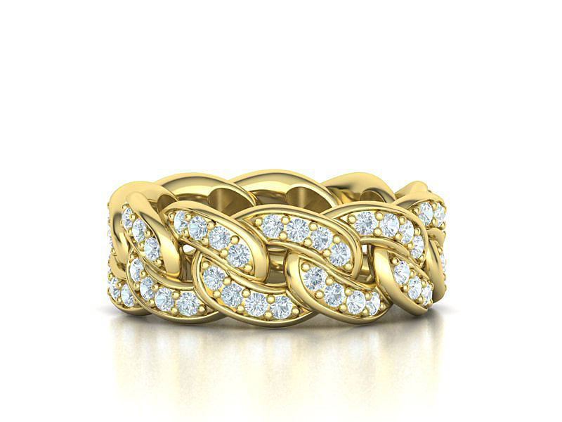 DIAMOND  Heavy Cuban Ring 9mm Wide Collection _9