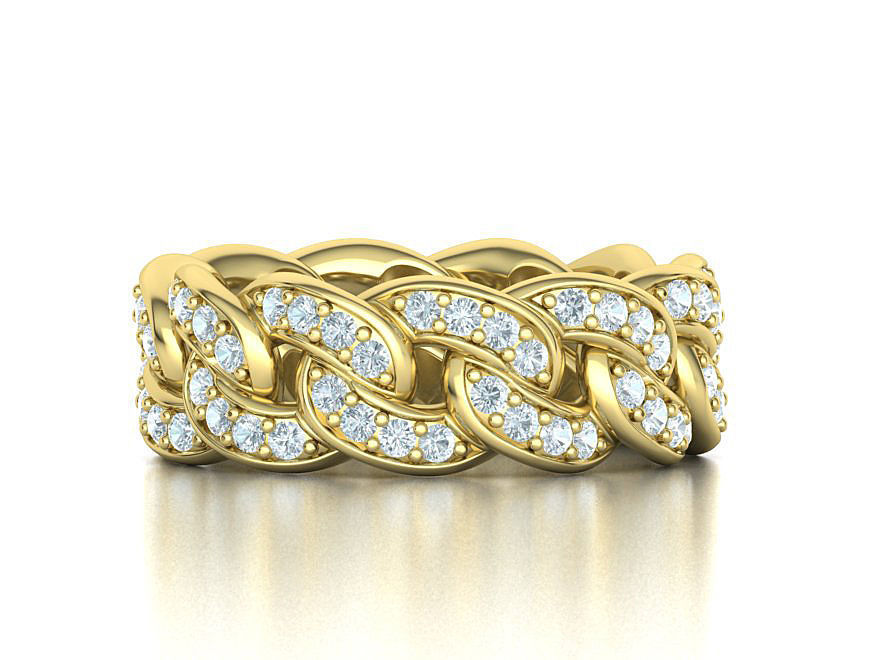 DIAMOND  Heavy Cuban Ring 9mm Wide Collection _22