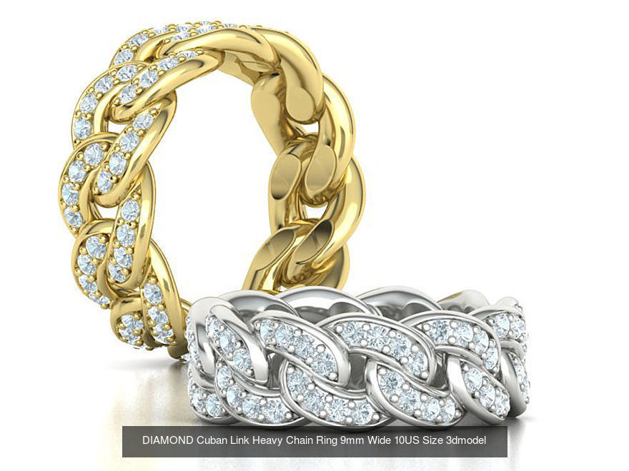 DIAMOND  Heavy Cuban Ring 9mm Wide Collection _3