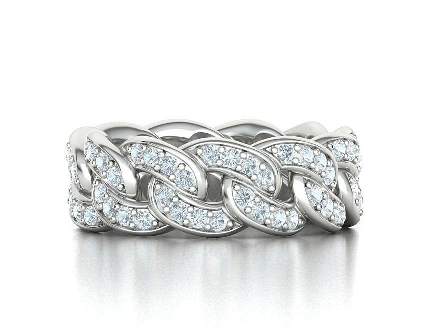 DIAMOND  Heavy Cuban Ring 9mm Wide Collection _21