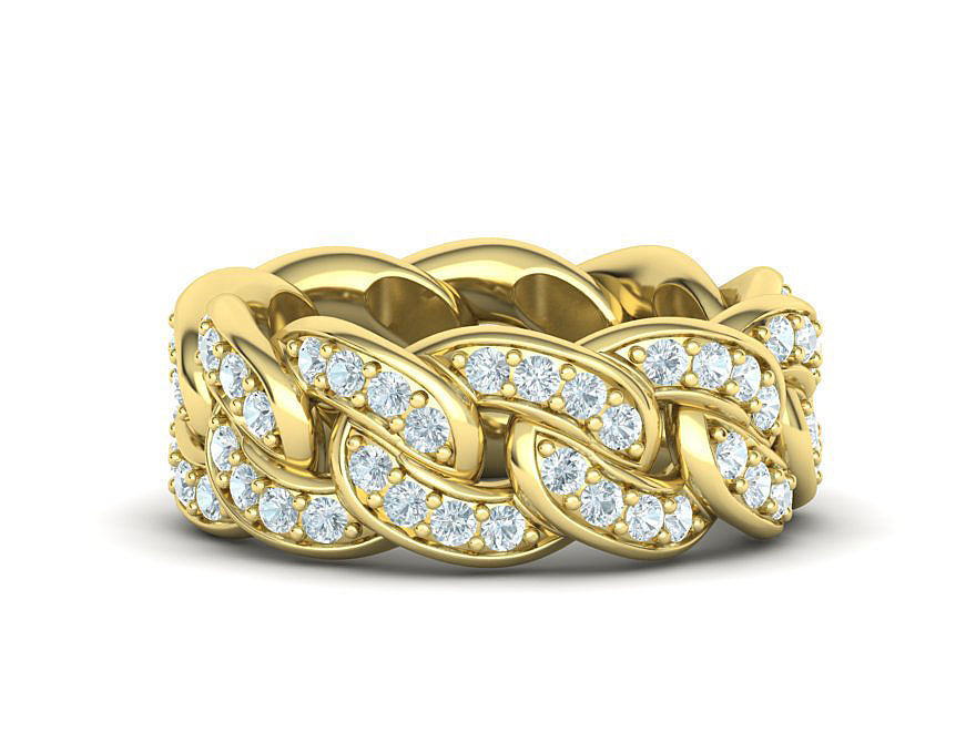 DIAMOND  Heavy Cuban Ring 9mm Wide Collection _8