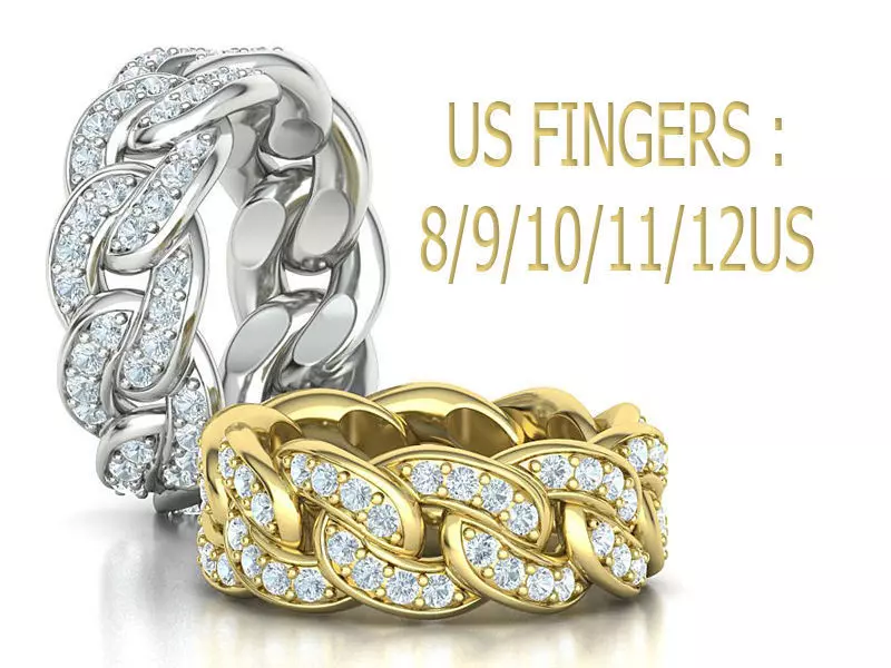 DIAMOND  Heavy Cuban Ring 9mm Wide Collection _0