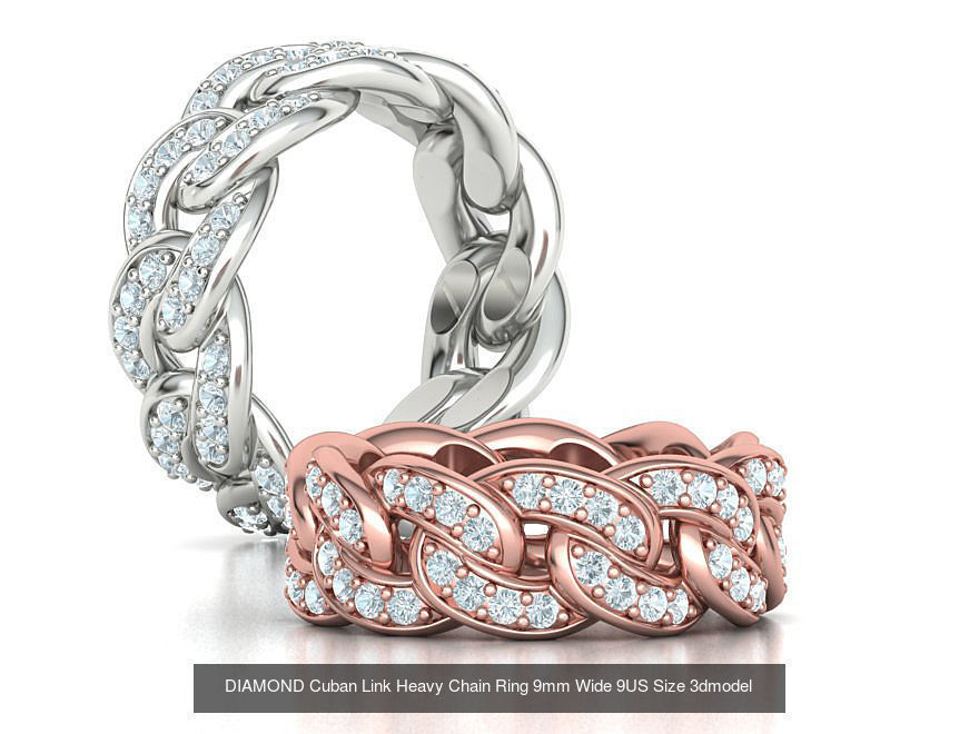 DIAMOND  Heavy Cuban Ring 9mm Wide Collection _2