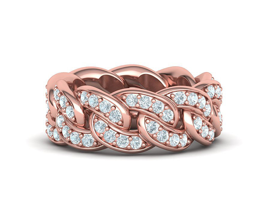 DIAMOND  Heavy Cuban Ring 9mm Wide Collection _6