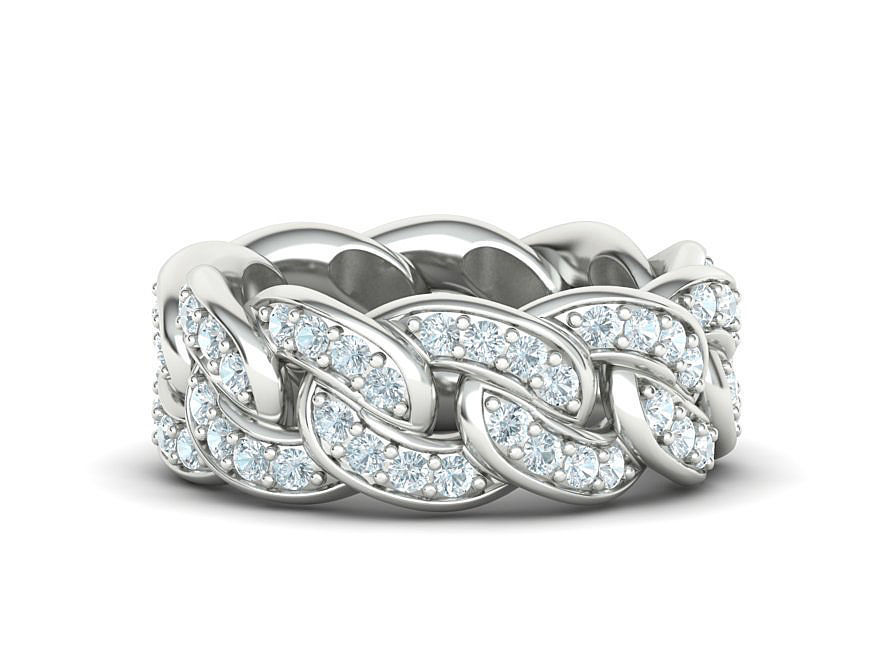 DIAMOND  Heavy Cuban Ring 9mm Wide Collection _7