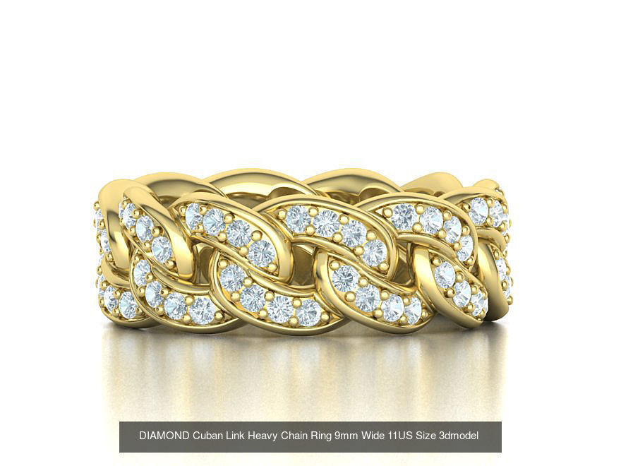 DIAMOND  Heavy Cuban Ring 9mm Wide Collection _5