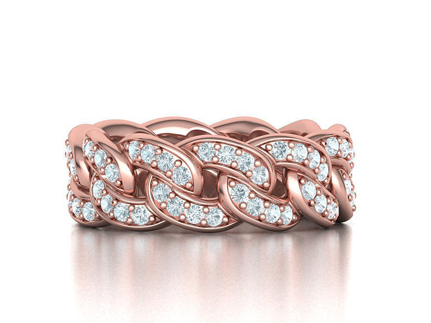 DIAMOND  Heavy Cuban Ring 9mm Wide Collection _20