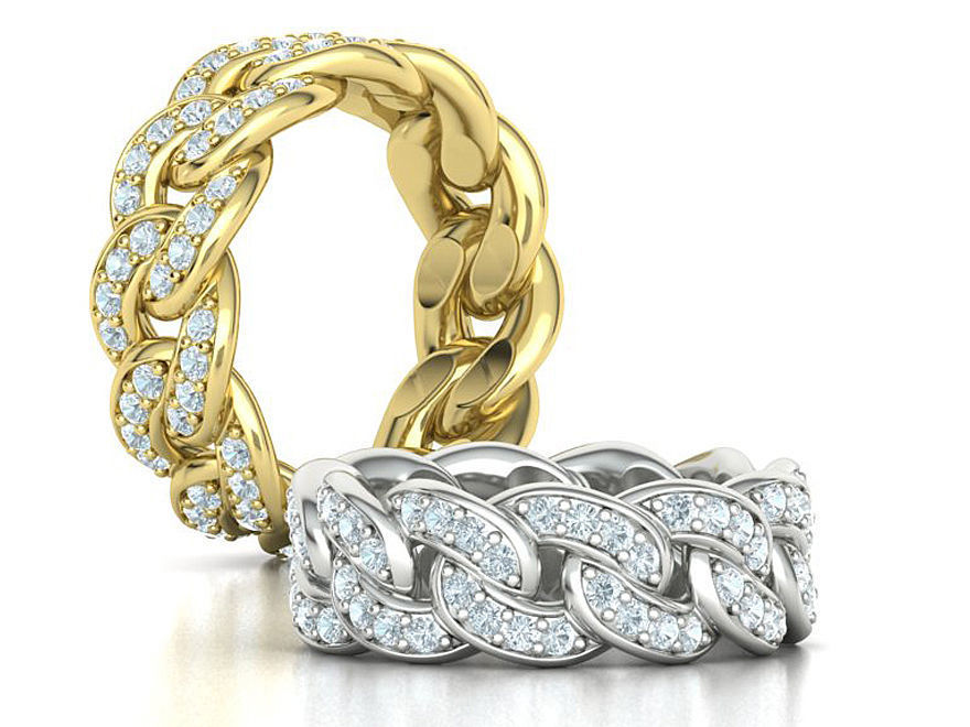 DIAMOND  Heavy Cuban Ring 9mm Wide Collection _14