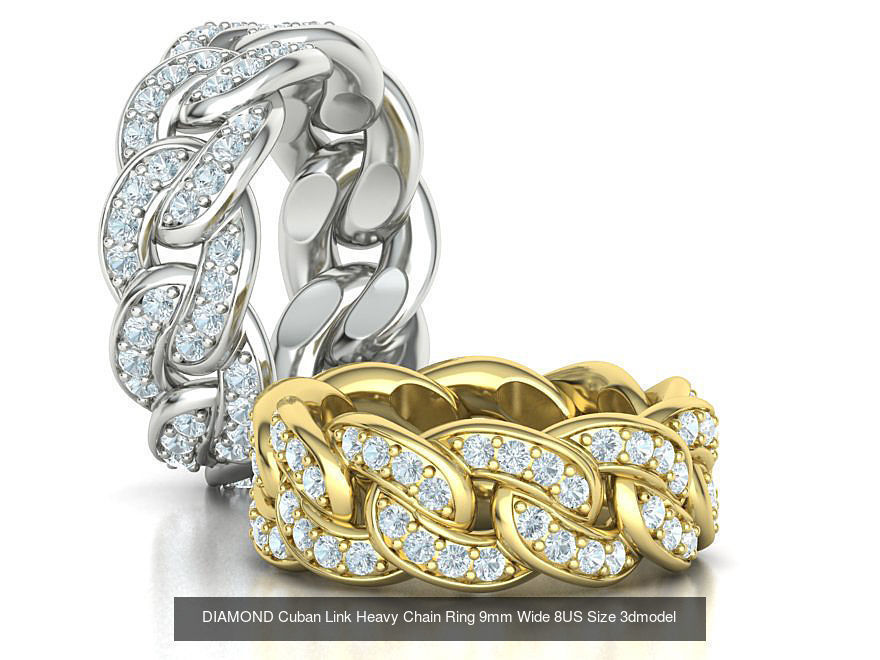 DIAMOND  Heavy Cuban Ring 9mm Wide Collection _1