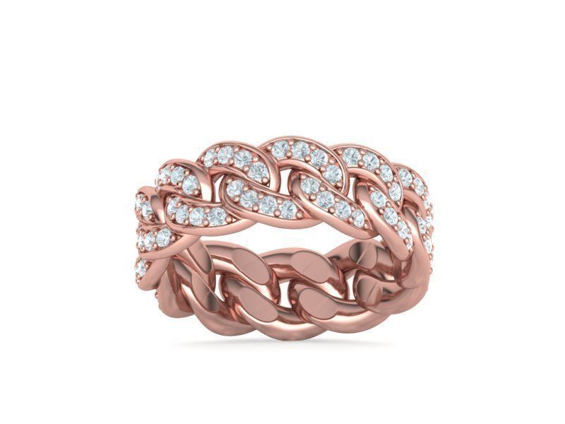 DIAMOND  Heavy Cuban Ring 9mm Wide Collection _26