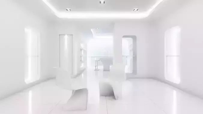Sci-fi white interior 01 3D model