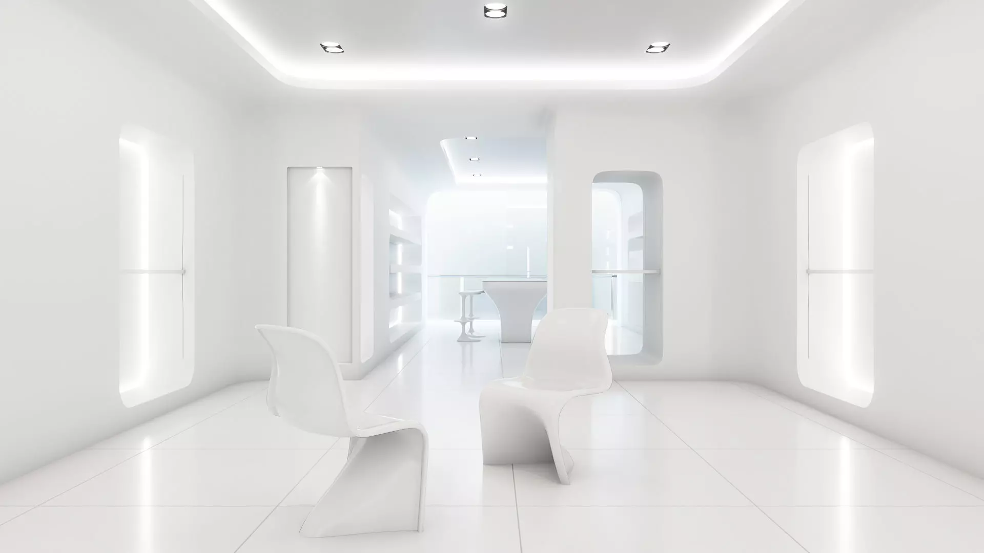 Sci-fi white interior 01 3D model_0
