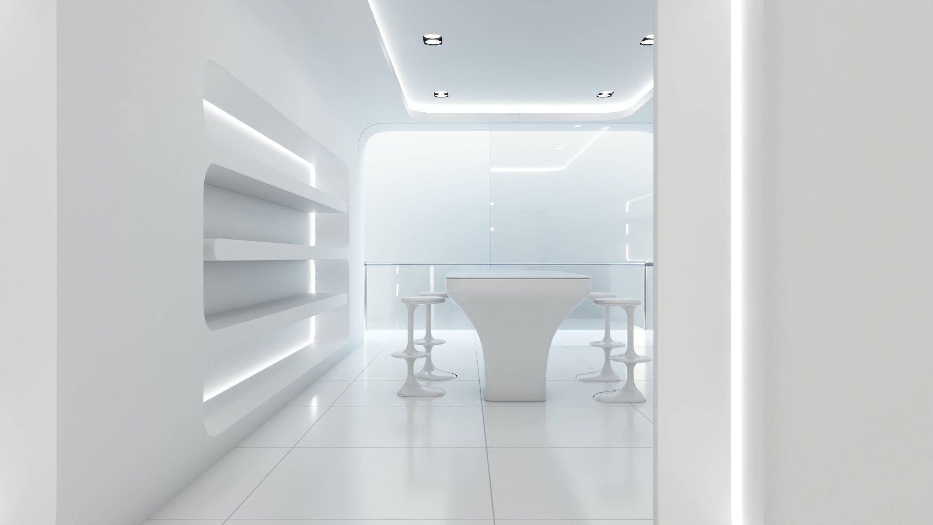 Sci-fi white interior 01 3D model_38