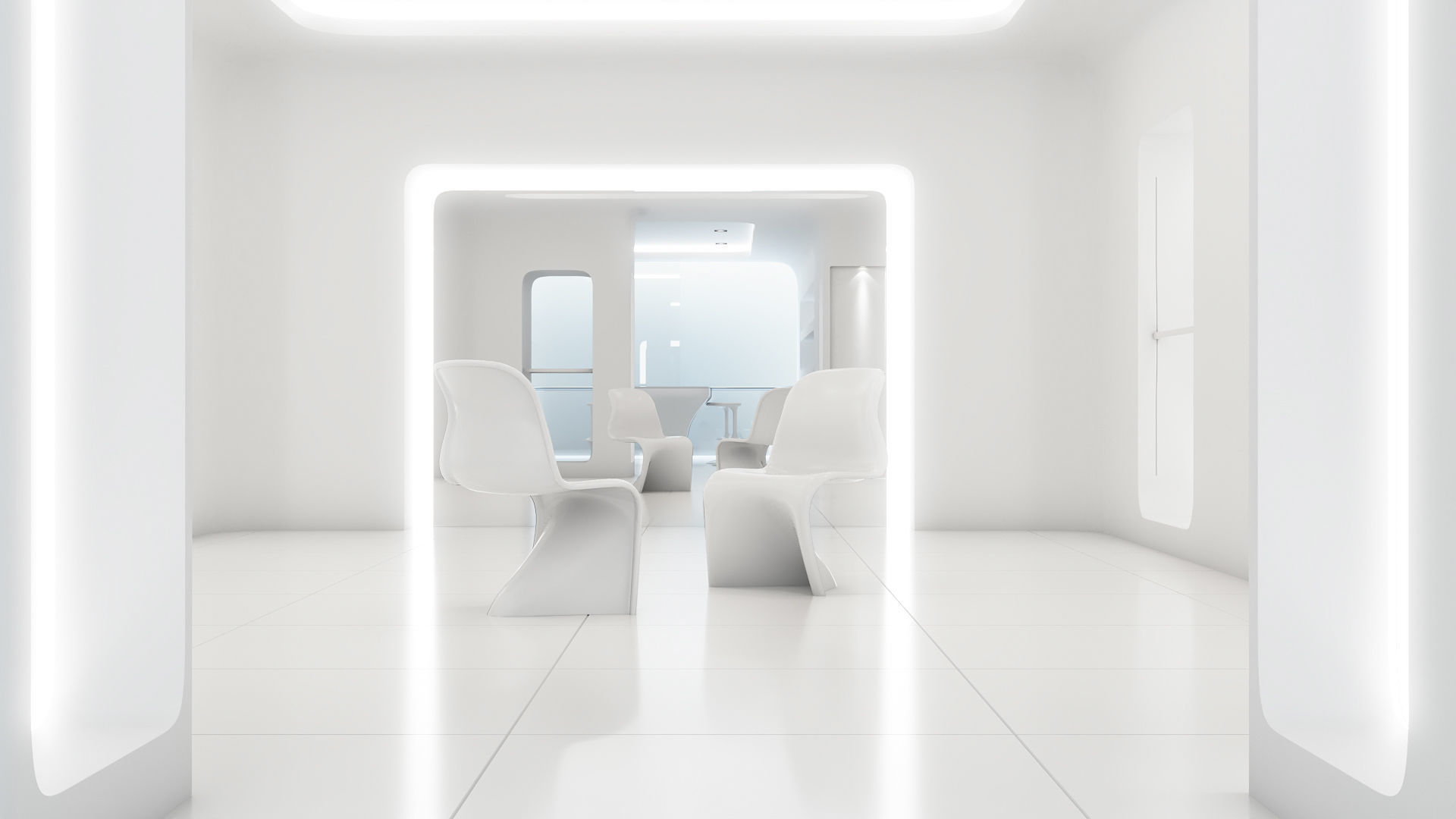 Sci-fi white interior 01 3D model_1