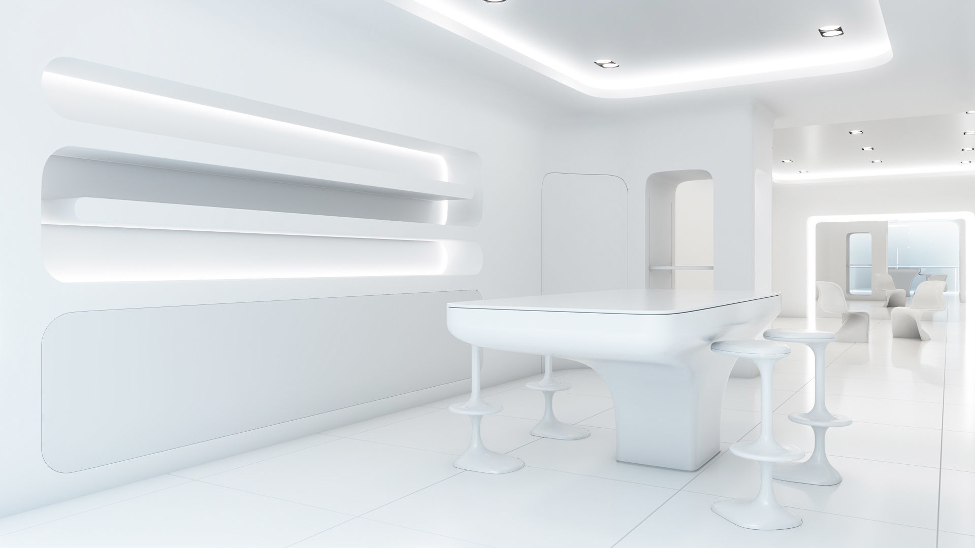 Sci-fi white interior 01 3D model_2