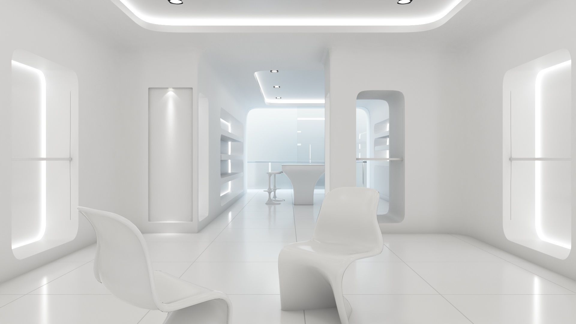 Sci-fi white interior 01 3D model_22