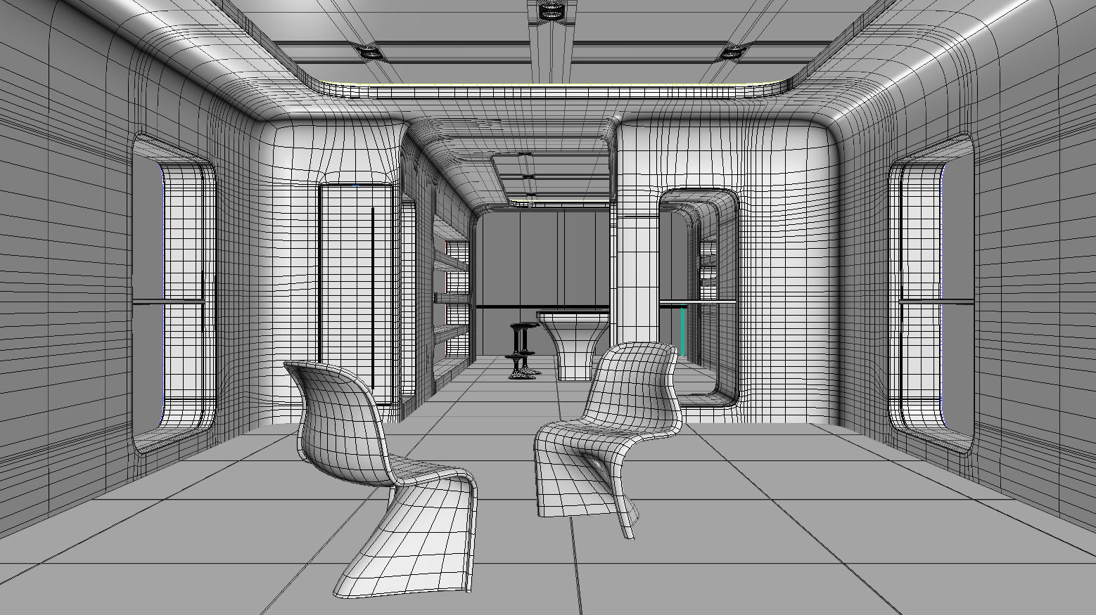 Sci-fi white interior 01 3D model_6