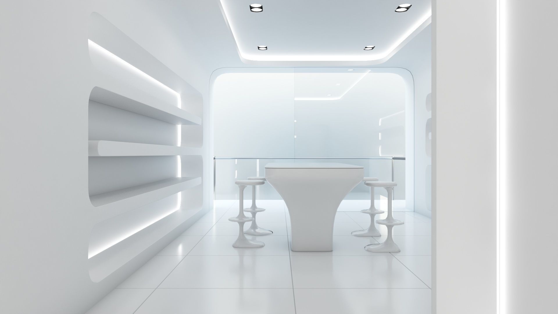 Sci-fi white interior 01 3D model_40