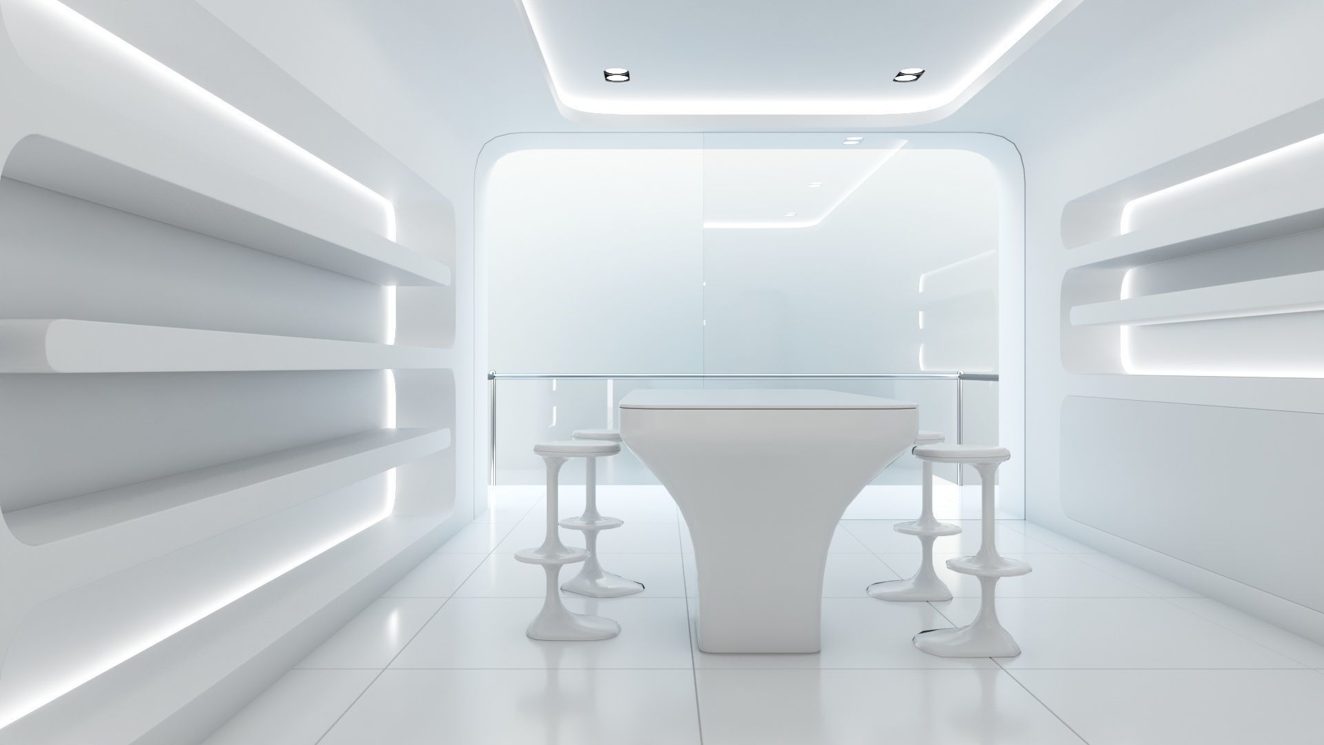 Sci-fi white interior 01 3D model_43