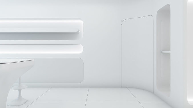 Sci-fi white interior 01 3D model 5
