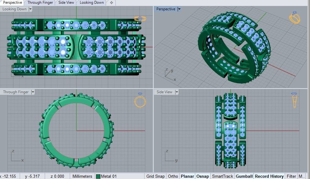 Tire ring with stone 3D print model_3